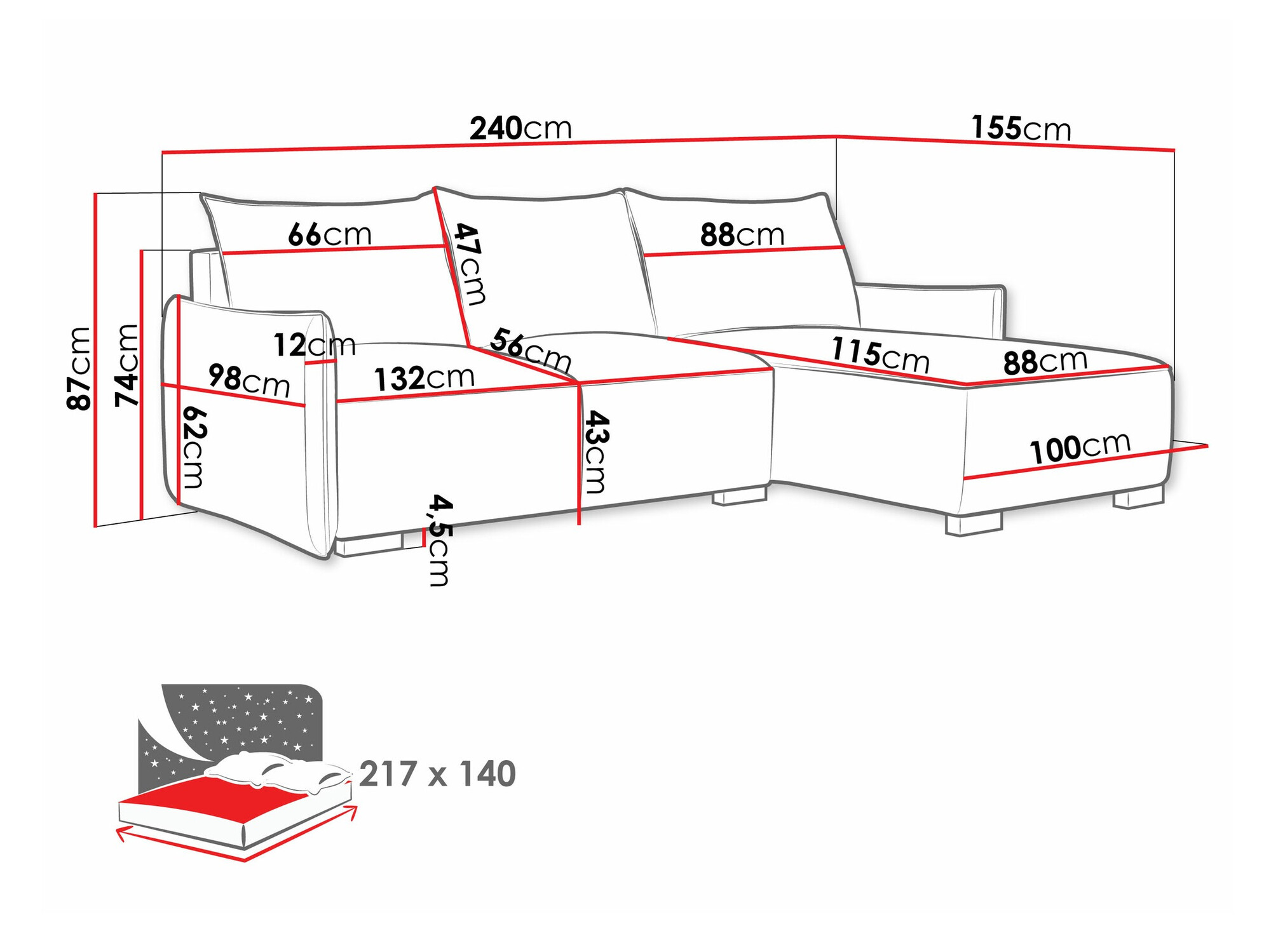 Угловой диван Columbus 226 (Soul 16)