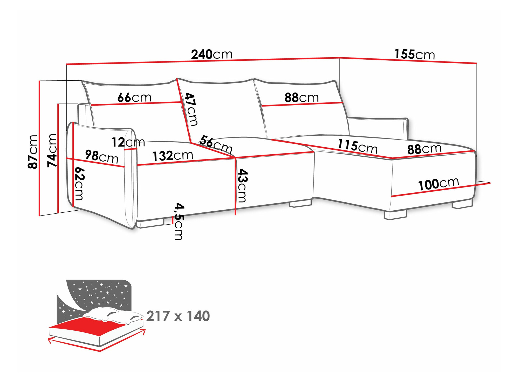 Угловой диван Columbus 226 (Soul 18)