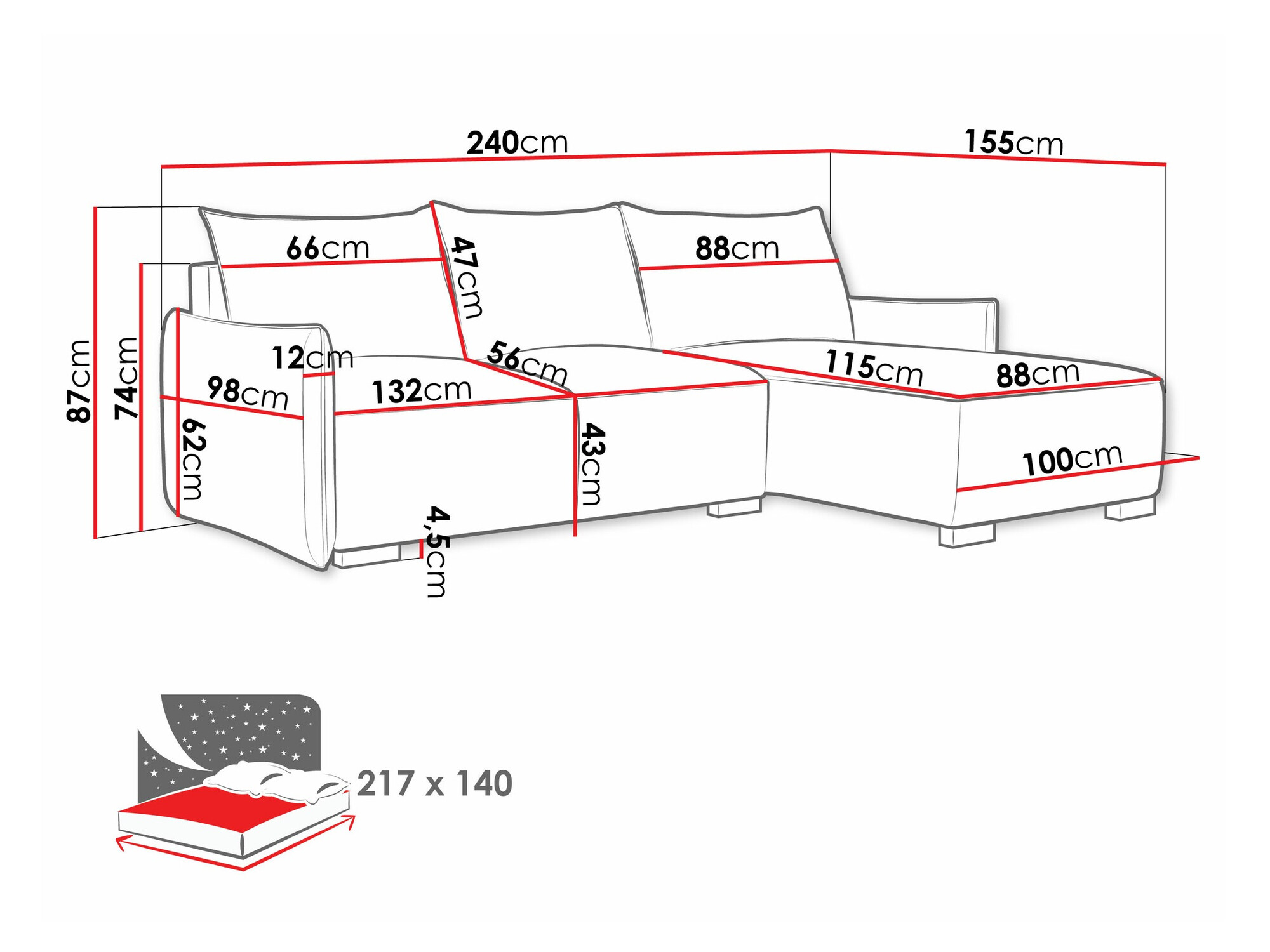 Угловой диван Columbus 226 (Soul 1)