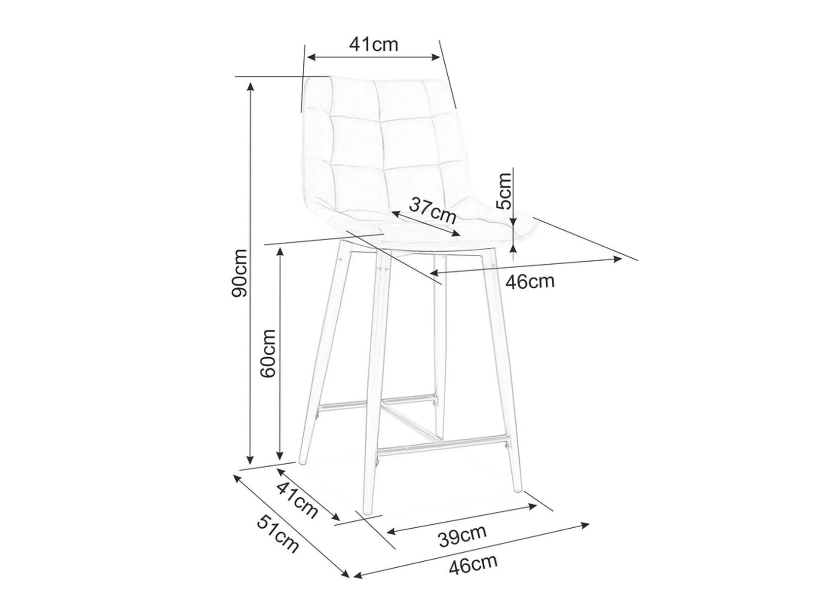 Zemais bāra krēsls Detroit 393 (Dzeltens)