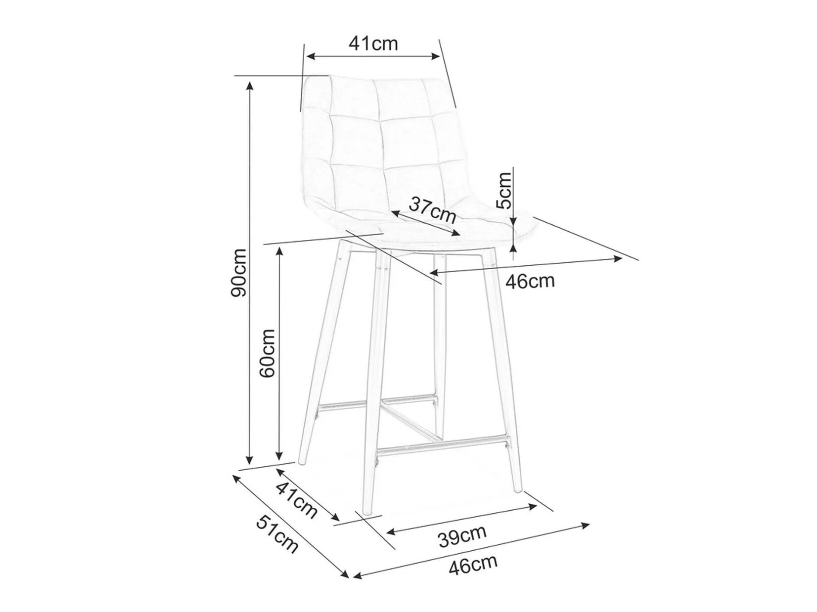Zemais bāra krēsls Detroit 393 (Melns)