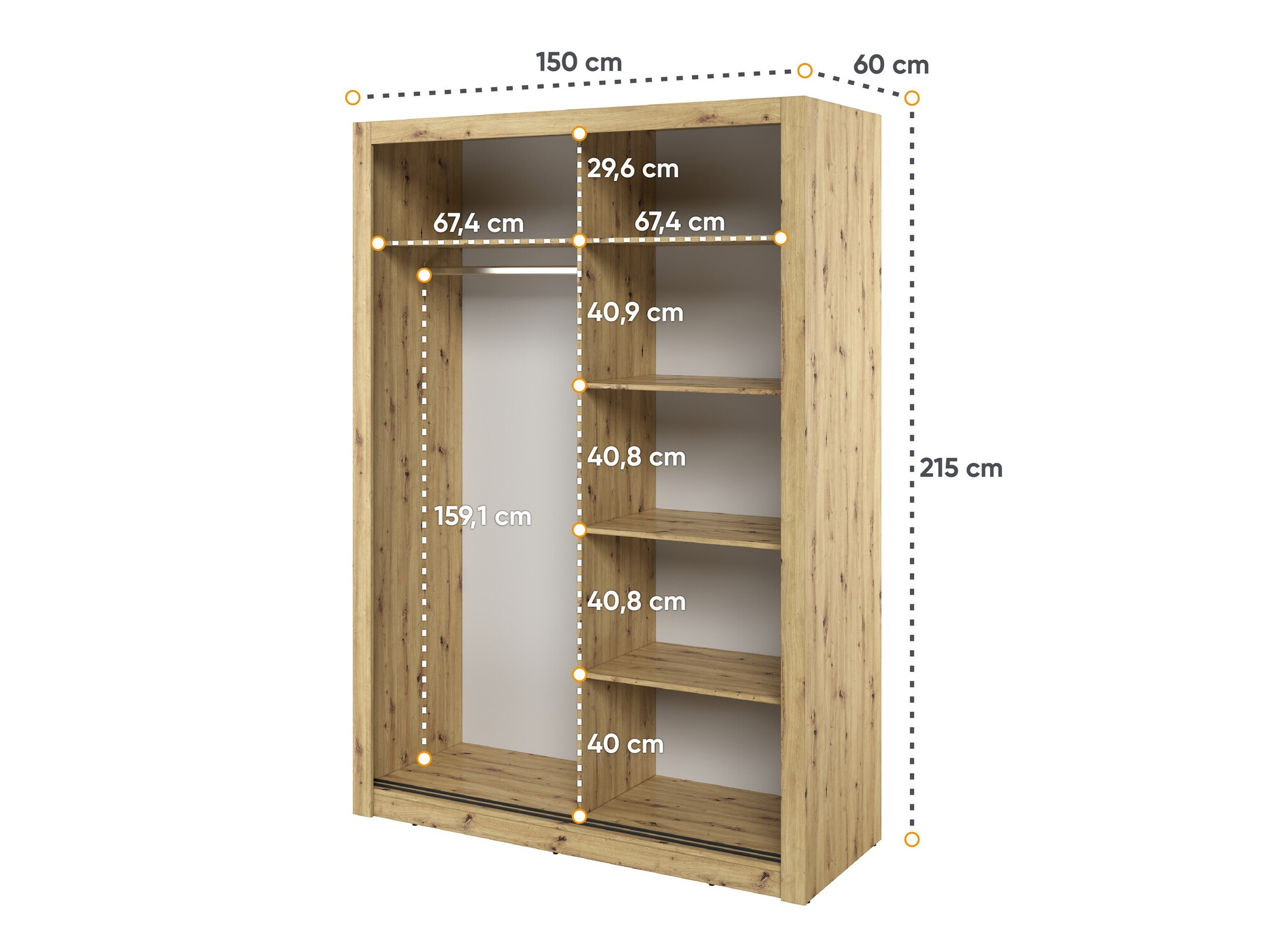 Шкаф Fresno 152 (Artisan дуб)