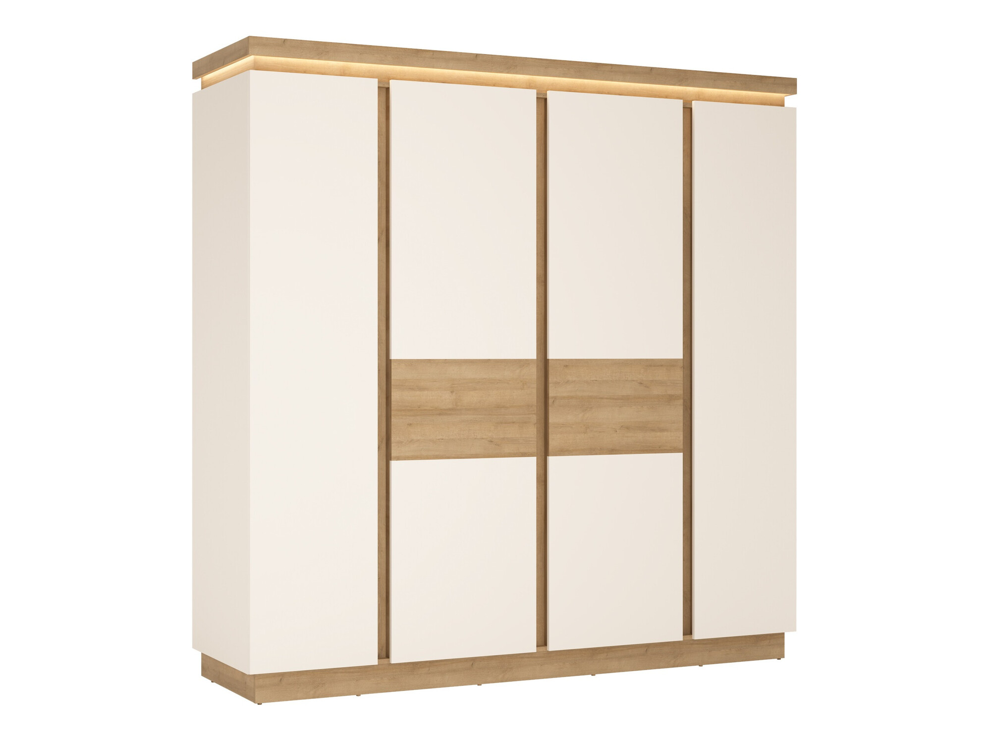 Skapis Feldeli 116 (Riviera ozols + Glancēts balts)