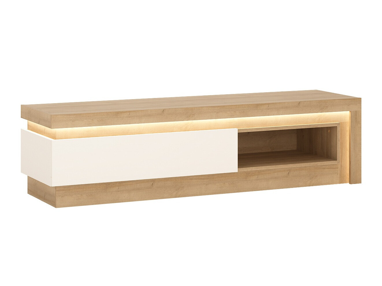 TV galds Feldeli 102 (Riviera ozols + Glancēts balts)