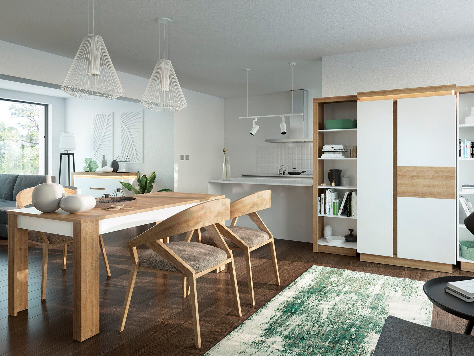 Galds Feldeli 110 (Riviera ozols + Balts)