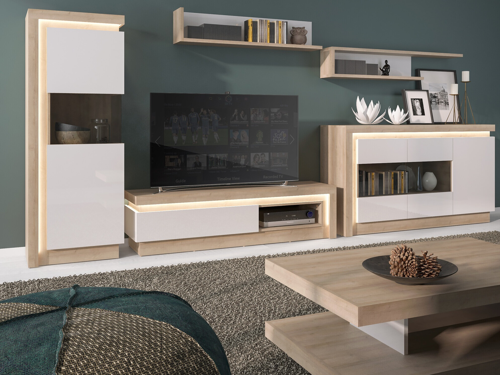 Шкафчик Feldeli 104 (Riviera дуб + Глянцевый белый)