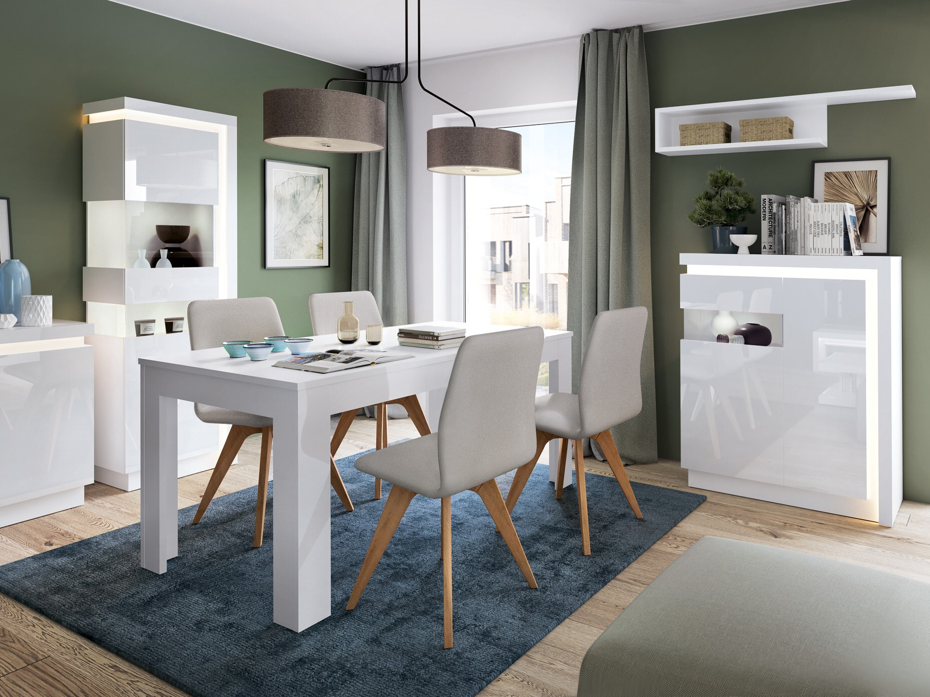 Skapis Feldeli 112 (Balts + Glancēts balts)