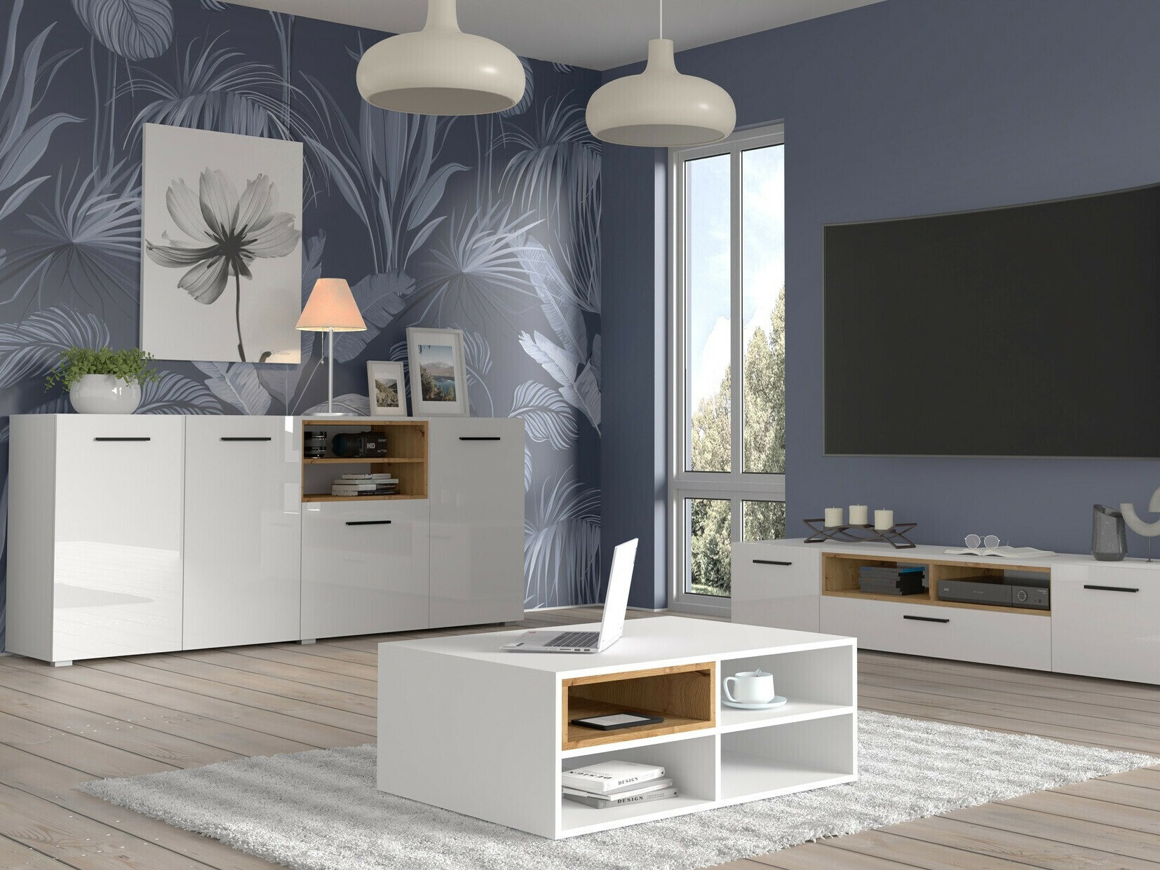 Журнальный столик Livorla 100 (Матовый белый + Artisan дуб)