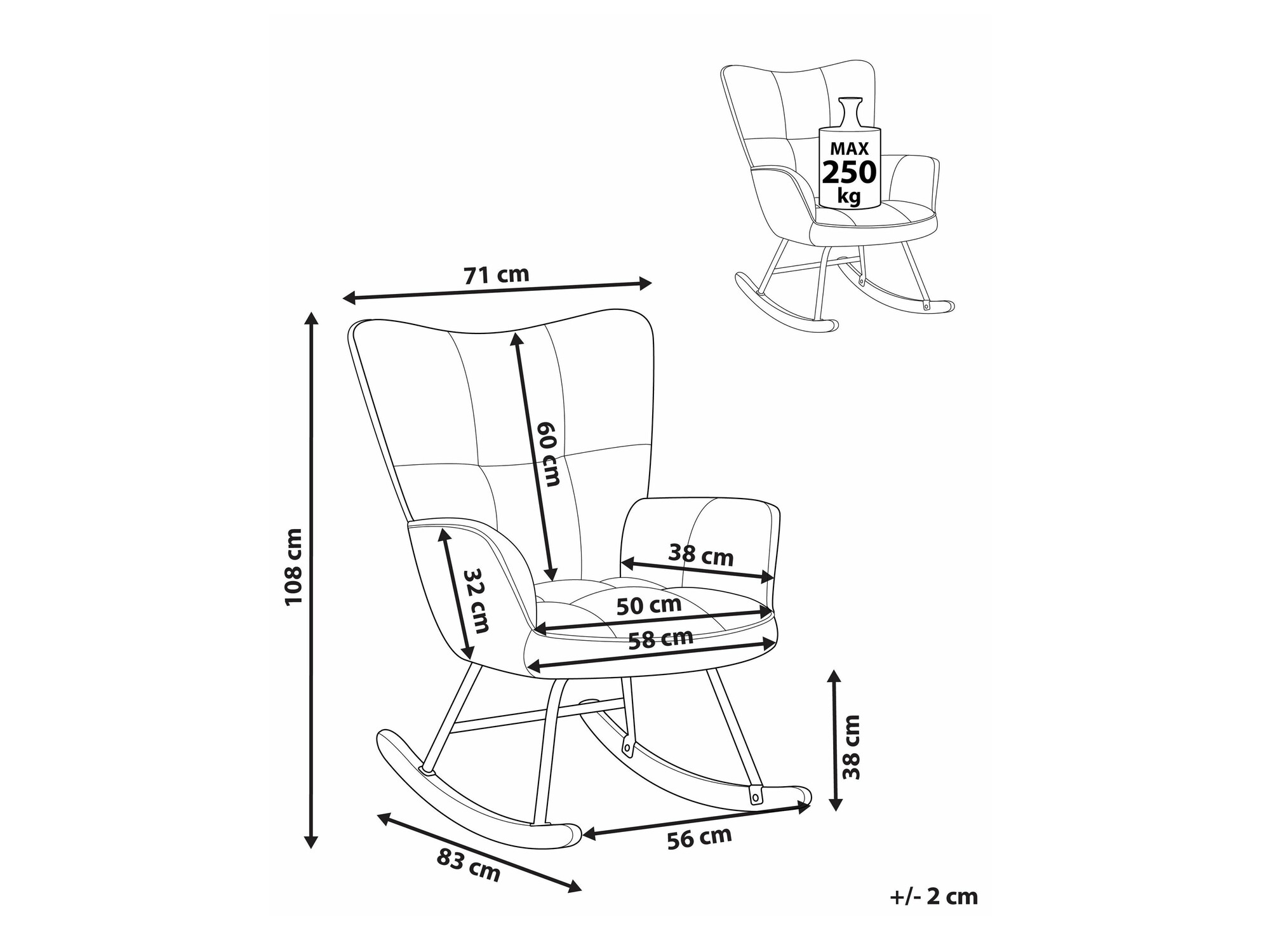 Šūpuļkrēsls Berwyn 1242 (Tumši rozā)