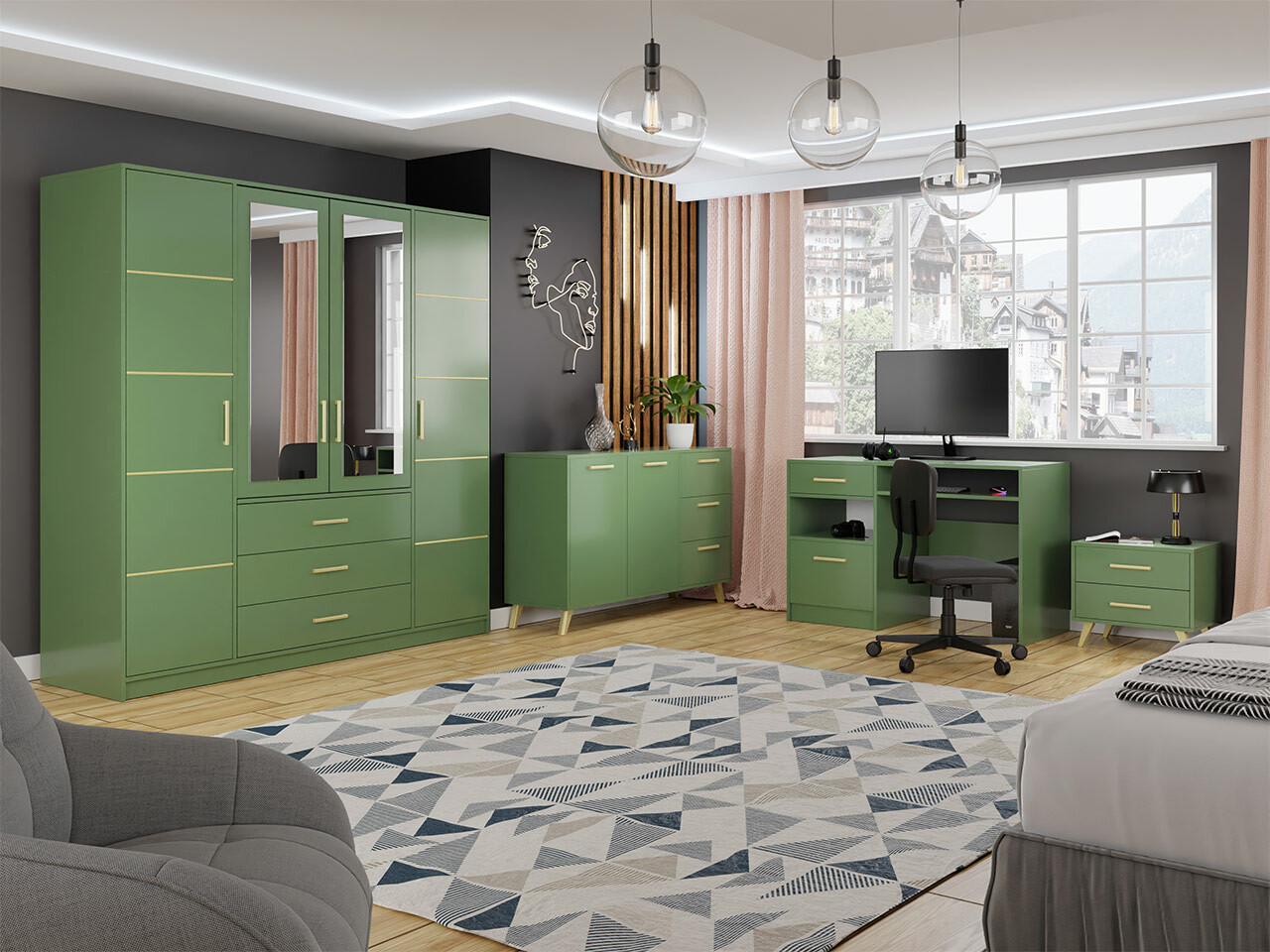 Мебельный гарнитур Dortivu 150 (Зелёный)