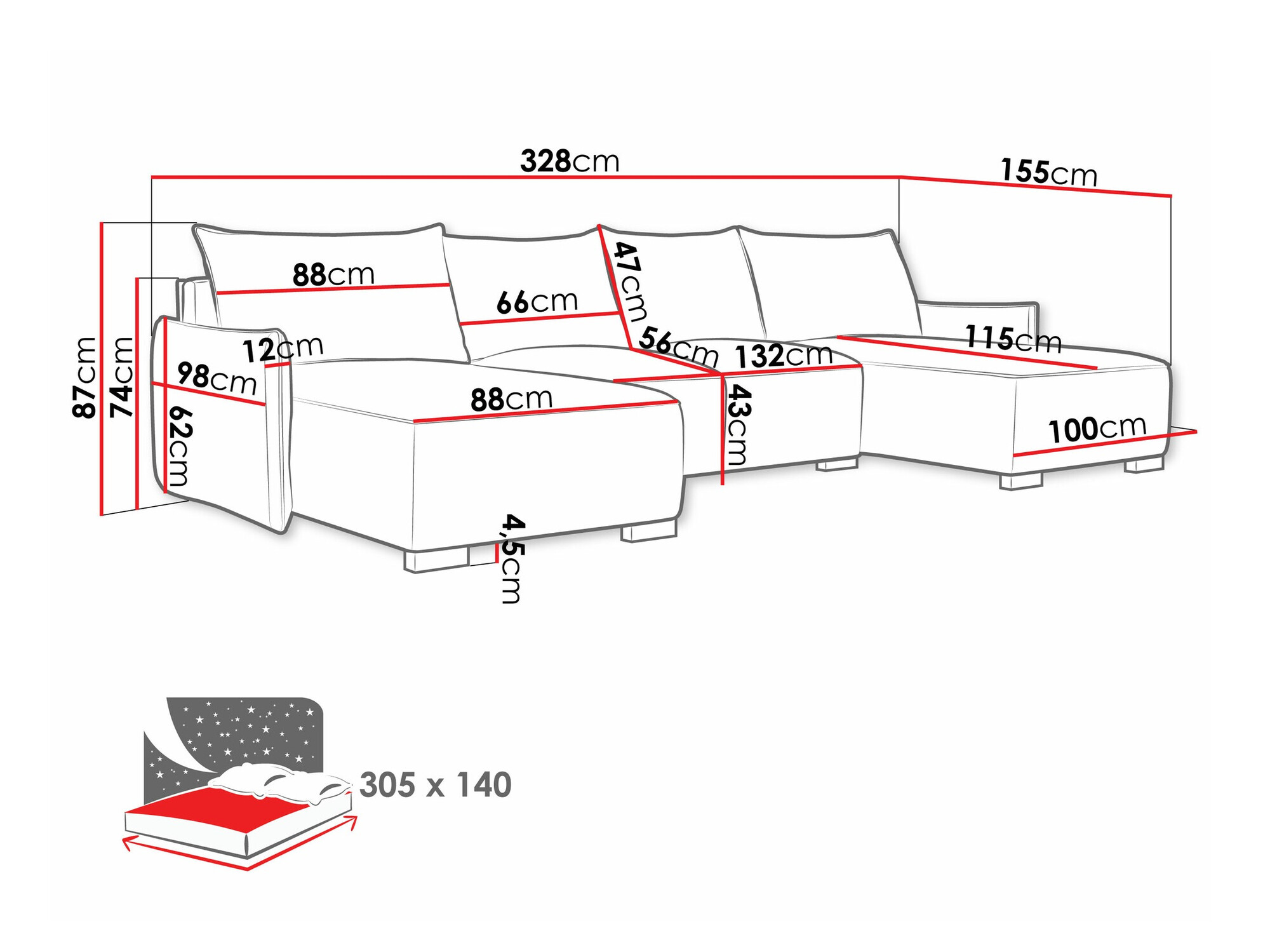 Stūra dīvāns Columbus 218 (Soul 20)