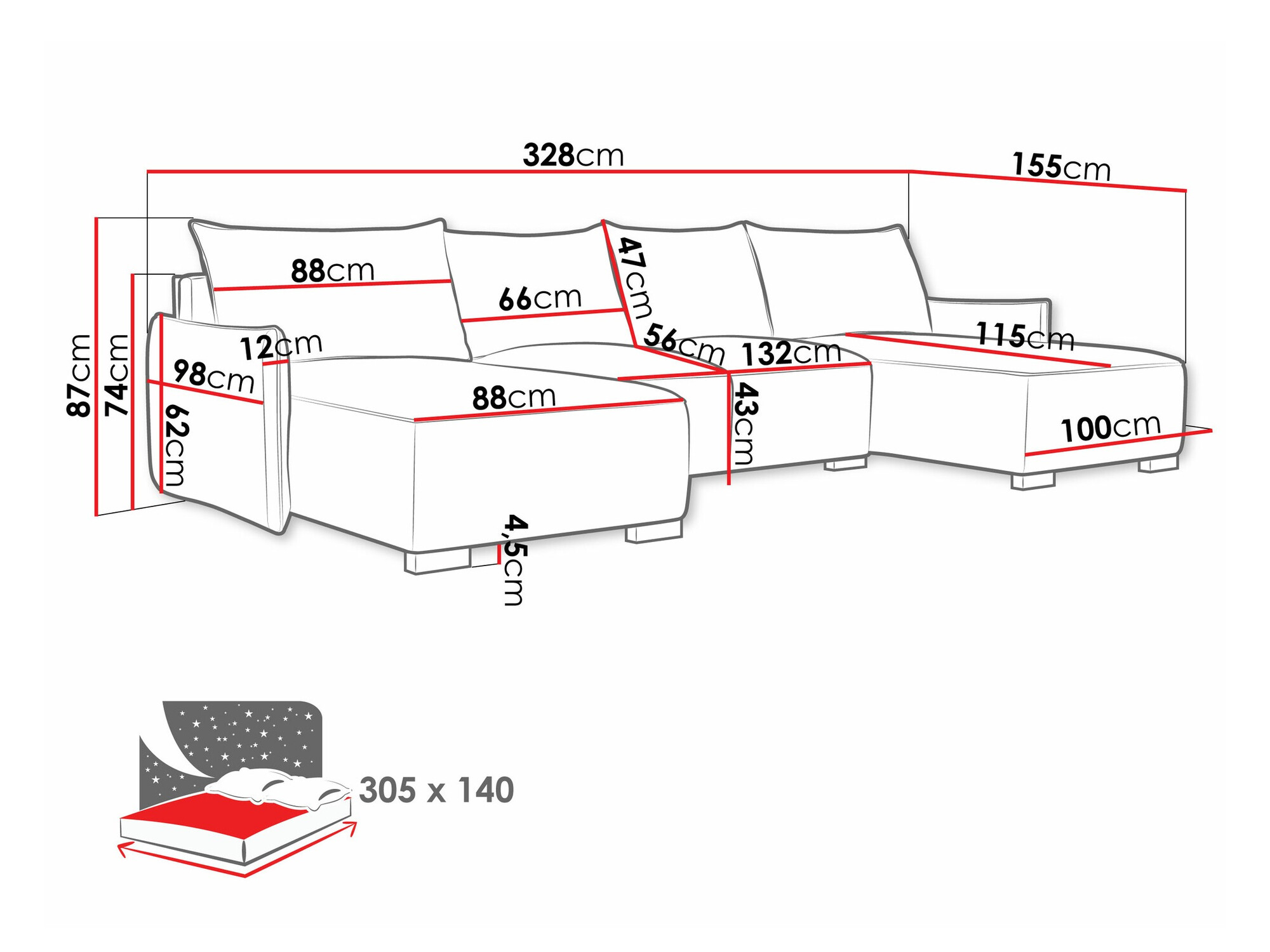 Stūra dīvāns Columbus 218 (Soul 8)