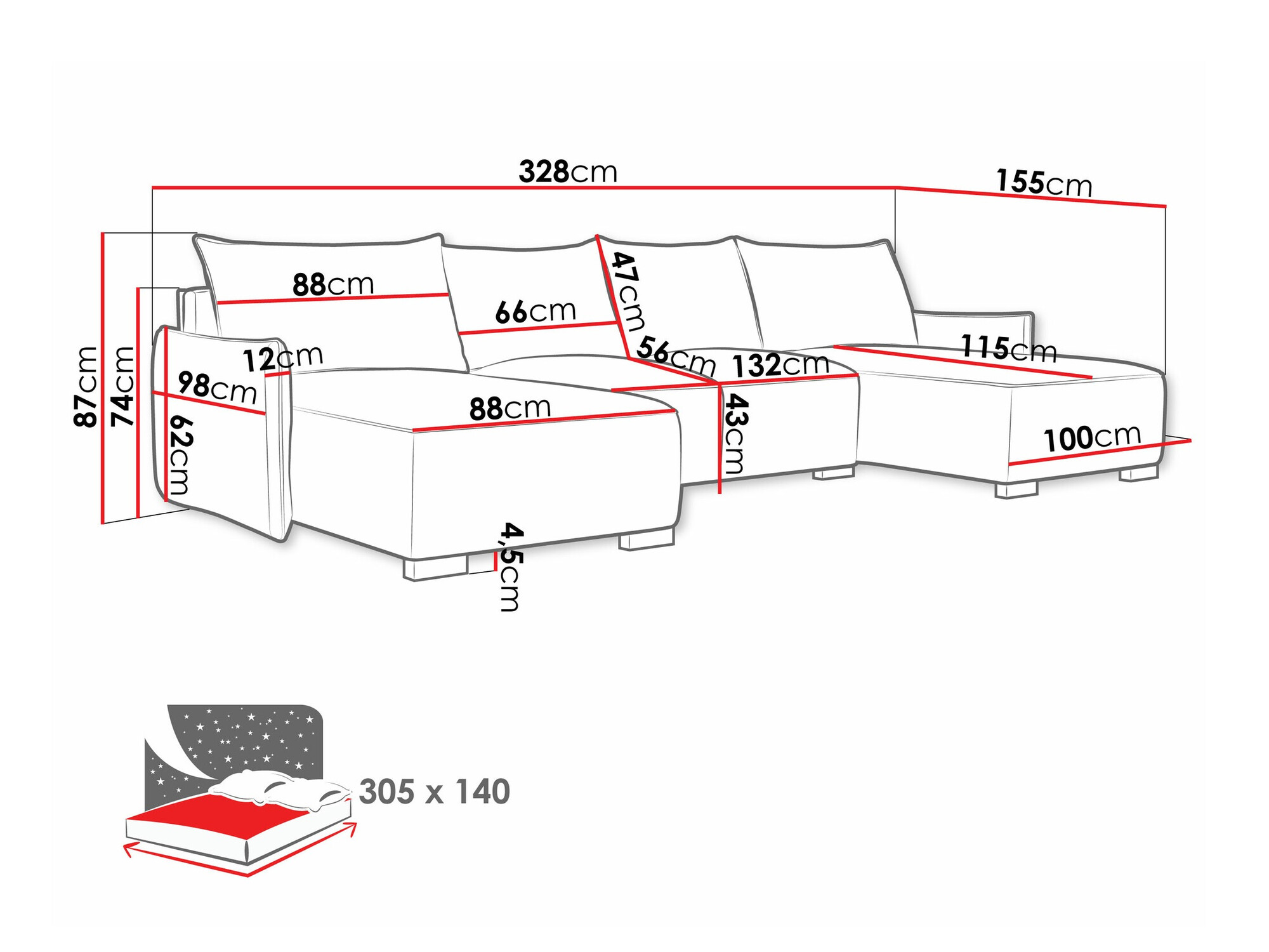 Угловой диван Columbus 218 (Soul 10)