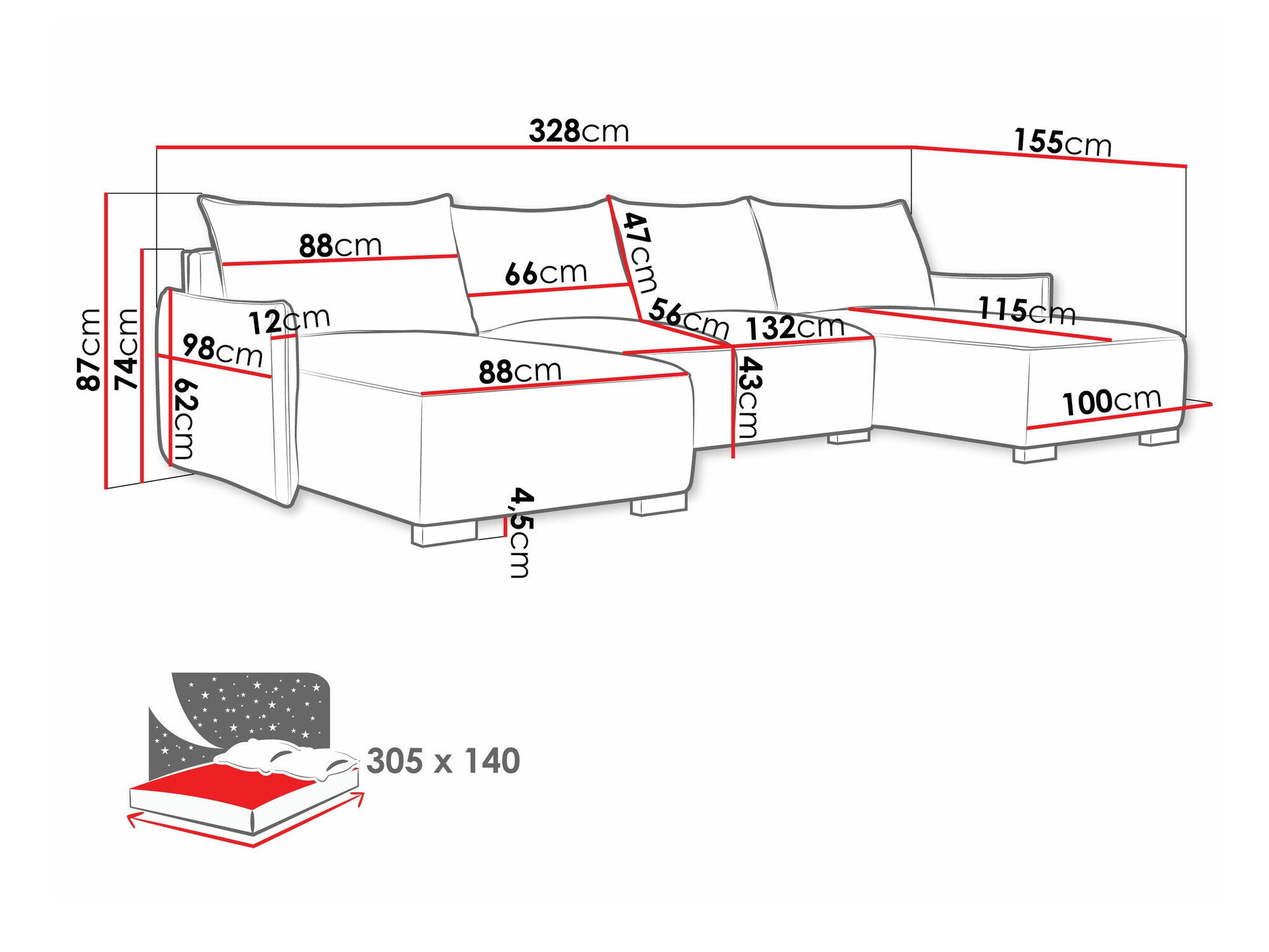 Угловой диван Columbus 218 (Soul 15)