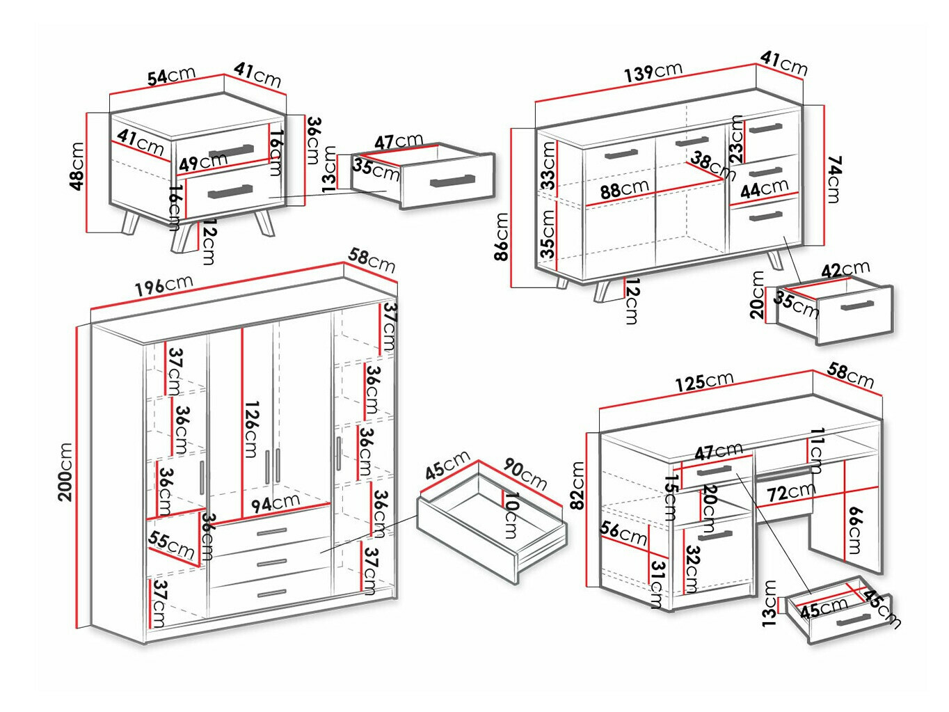 Mēbeļu komplekts Dortivu 150 (Zaļš)
