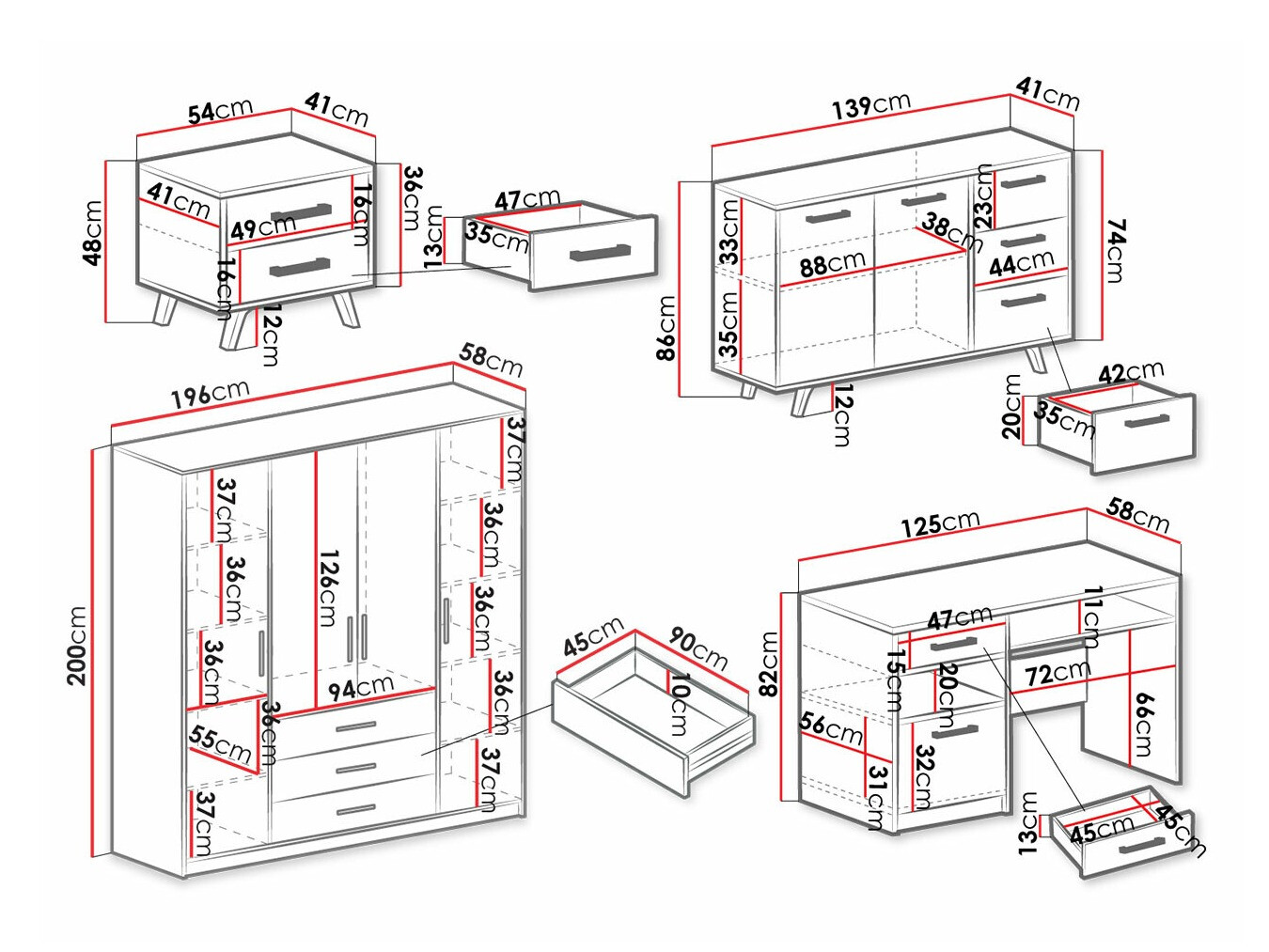 Mēbeļu komplekts Dortivu 150 (Zils)