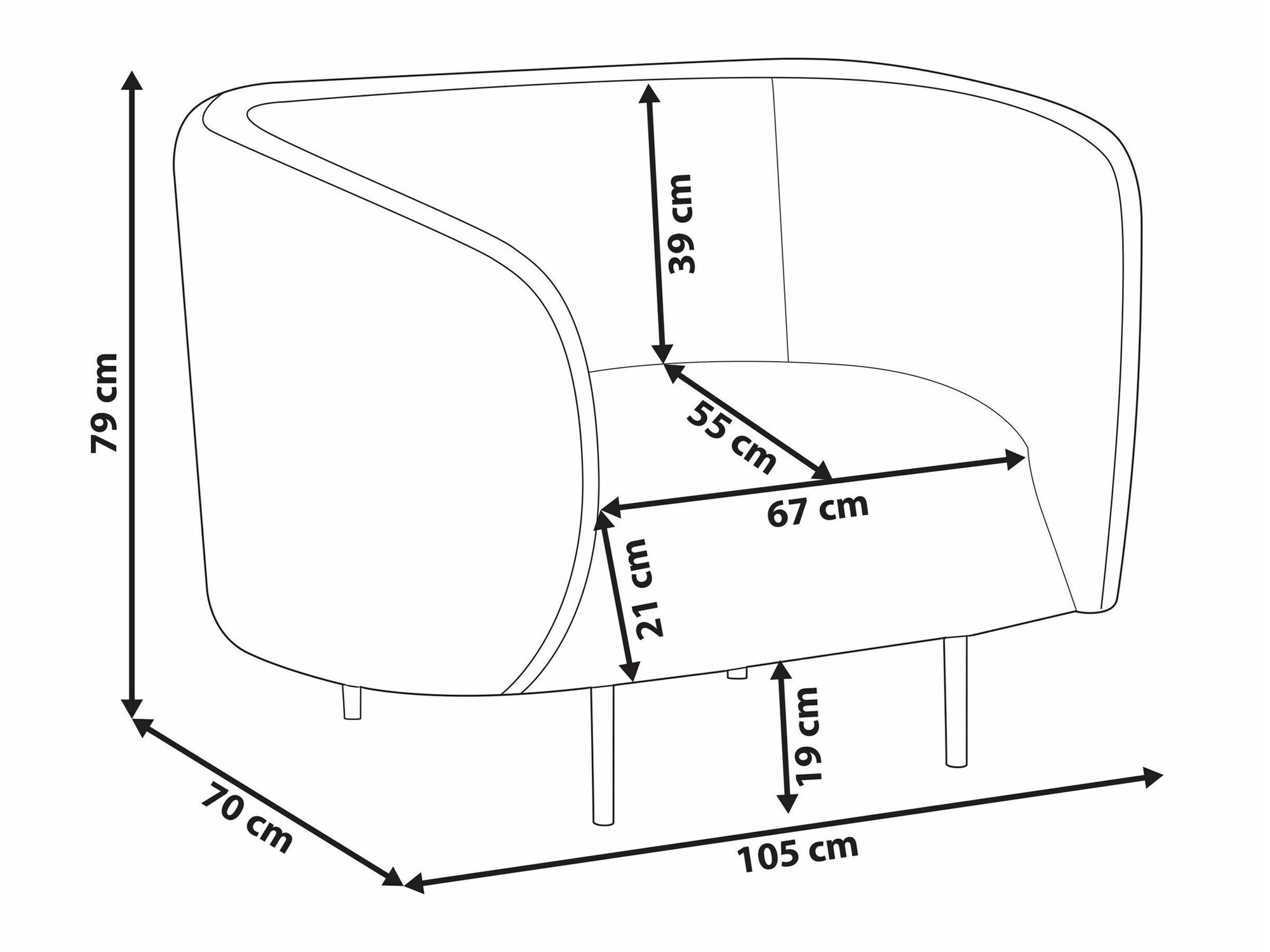 Atpūtas krēsls Berwyn 122 (Balts + Melns)