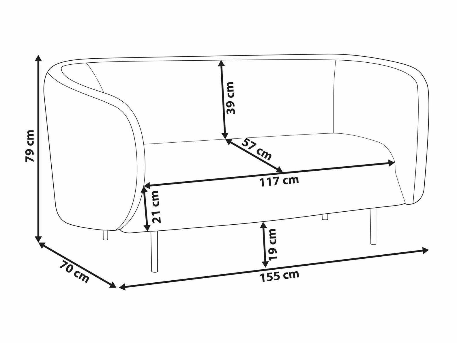 Dīvāns Berwyn 2042 (Oranžs + Melns)