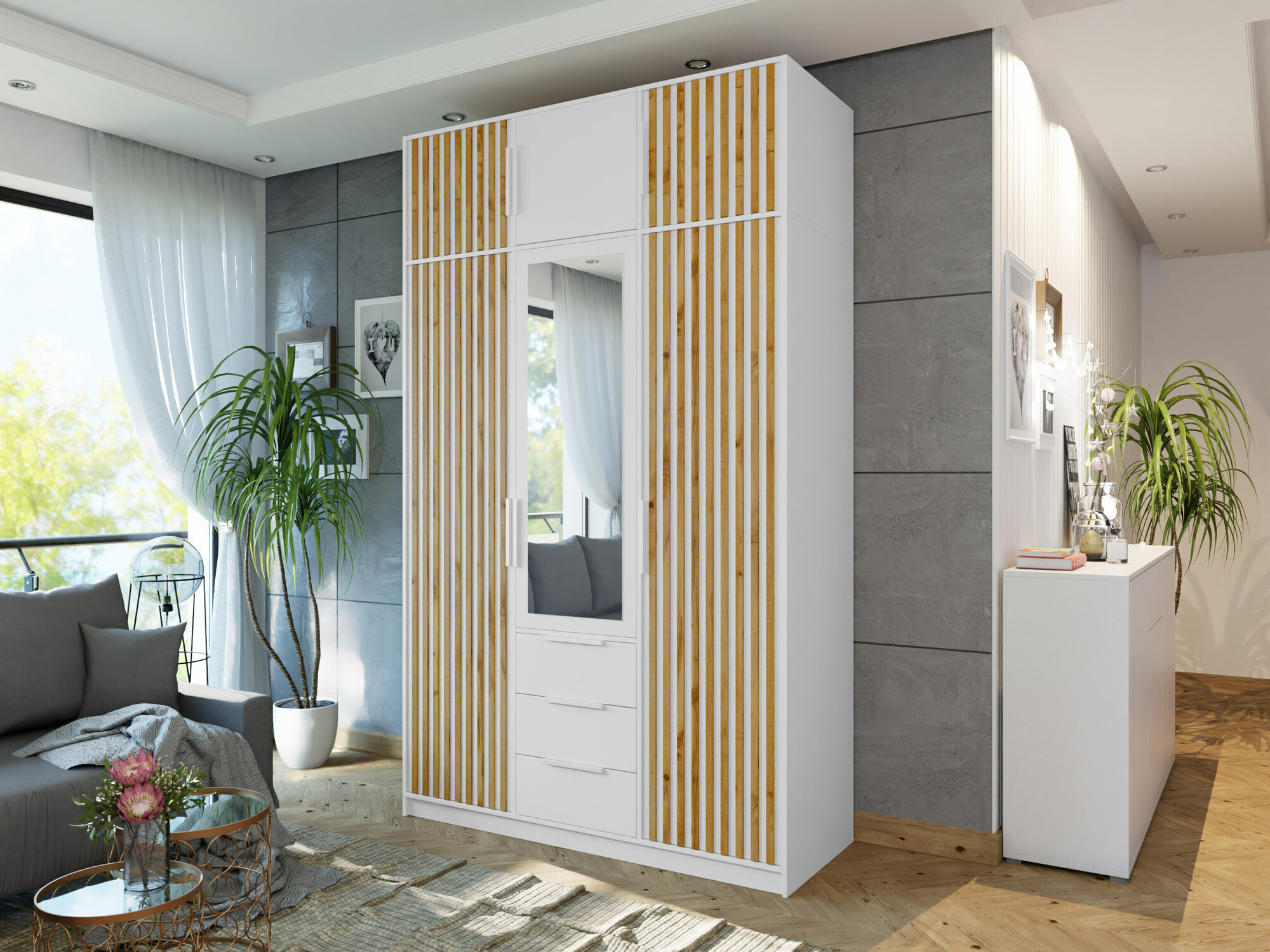 Шкаф Enolevo 106 (Белый + Дуб вотан)