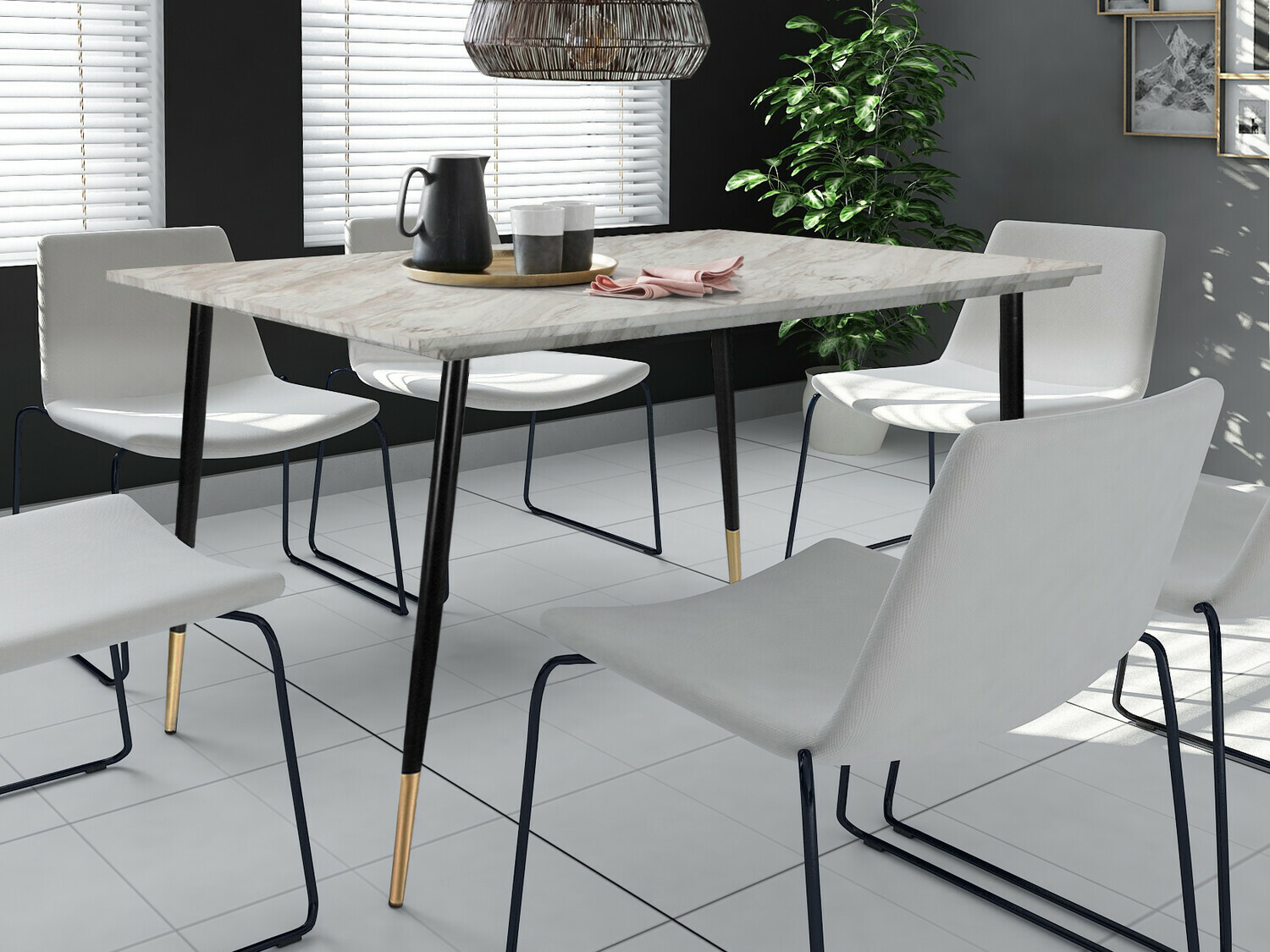 Galds Denton 760 (Melns + Zelta + Pelēks marmors)