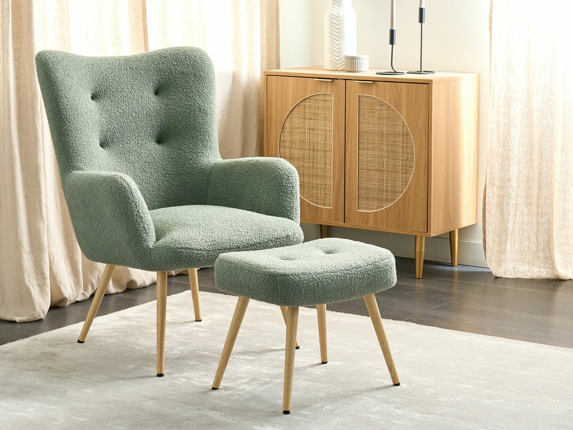 Кресло Berwyn 450 (Зелёный + Светлое дерево)