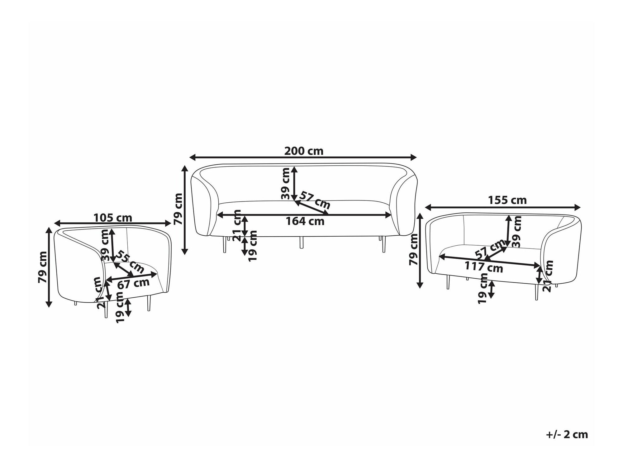 Mīksto mēbeļu komplekts Berwyn 2050 (Balts + Zelta)