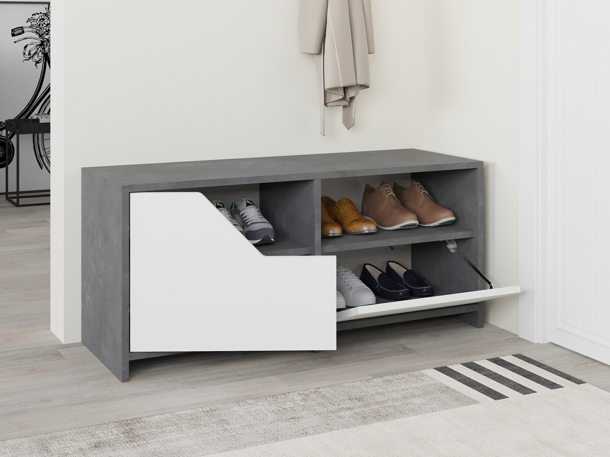 Kurpju kaste Asheboro 111 (Balts + Pelēks)