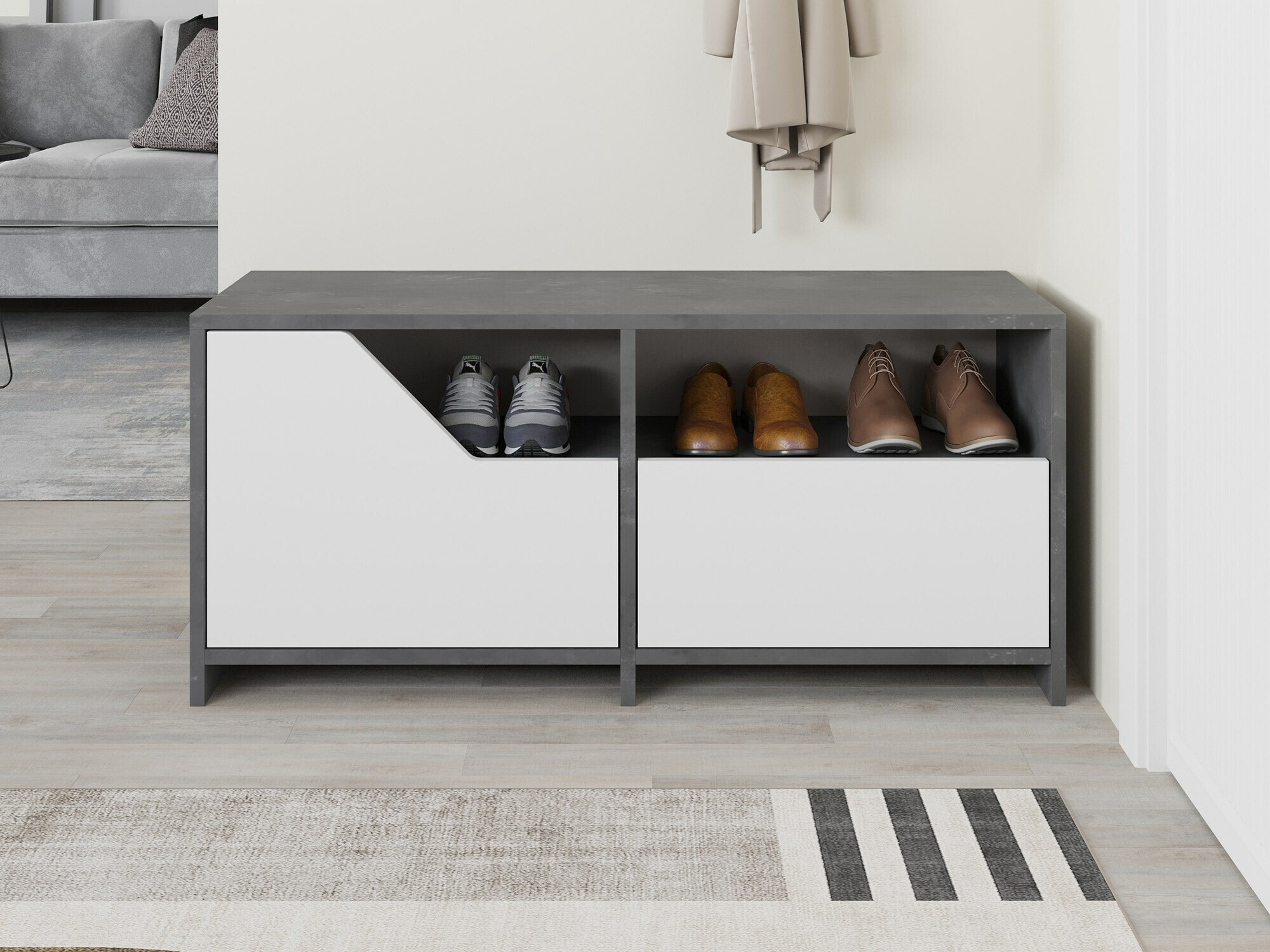 Kurpju kaste Asheboro 111 (Balts + Pelēks)