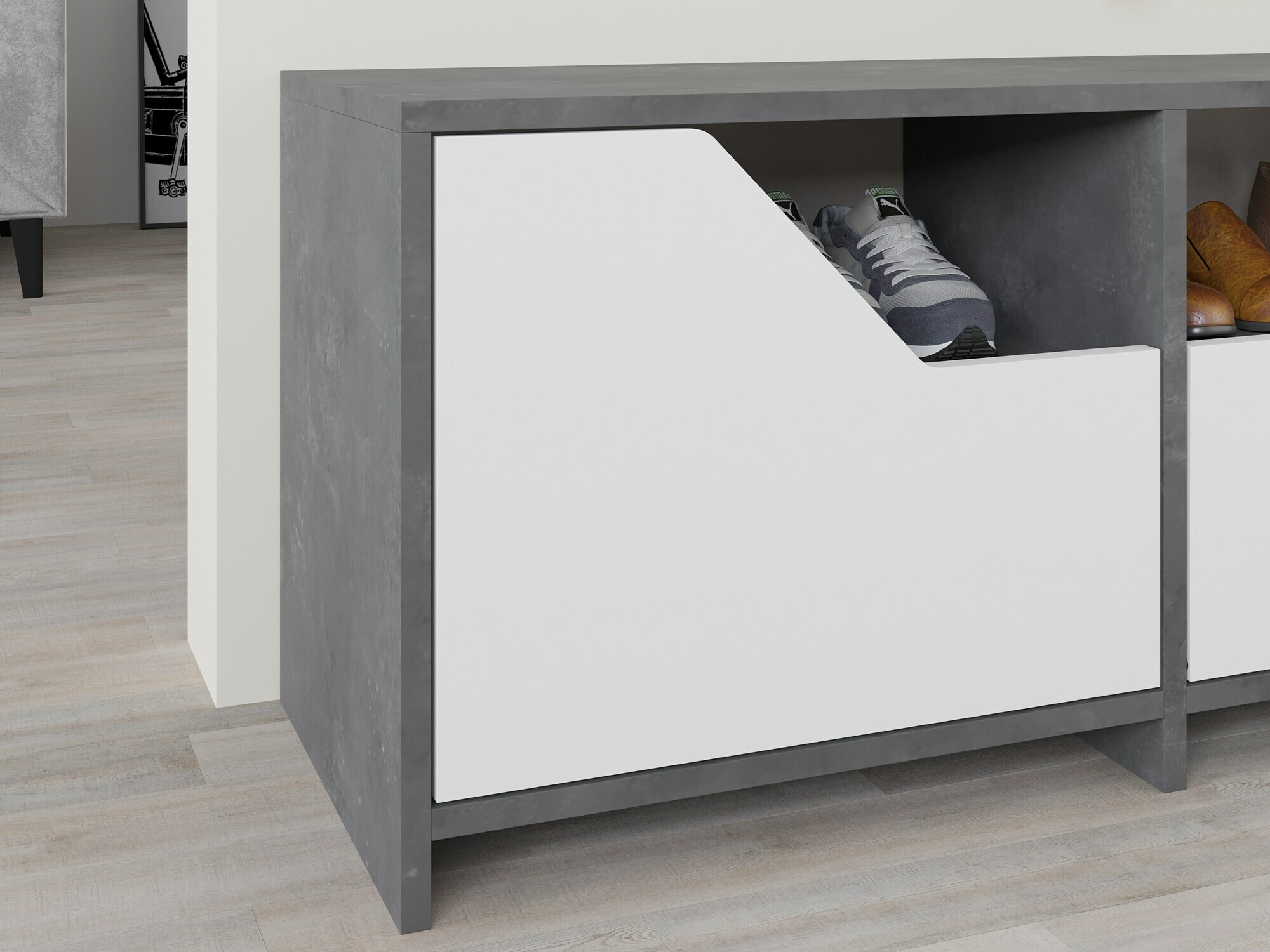 Тумба для обуви Asheboro 111 (Белый + Серый)