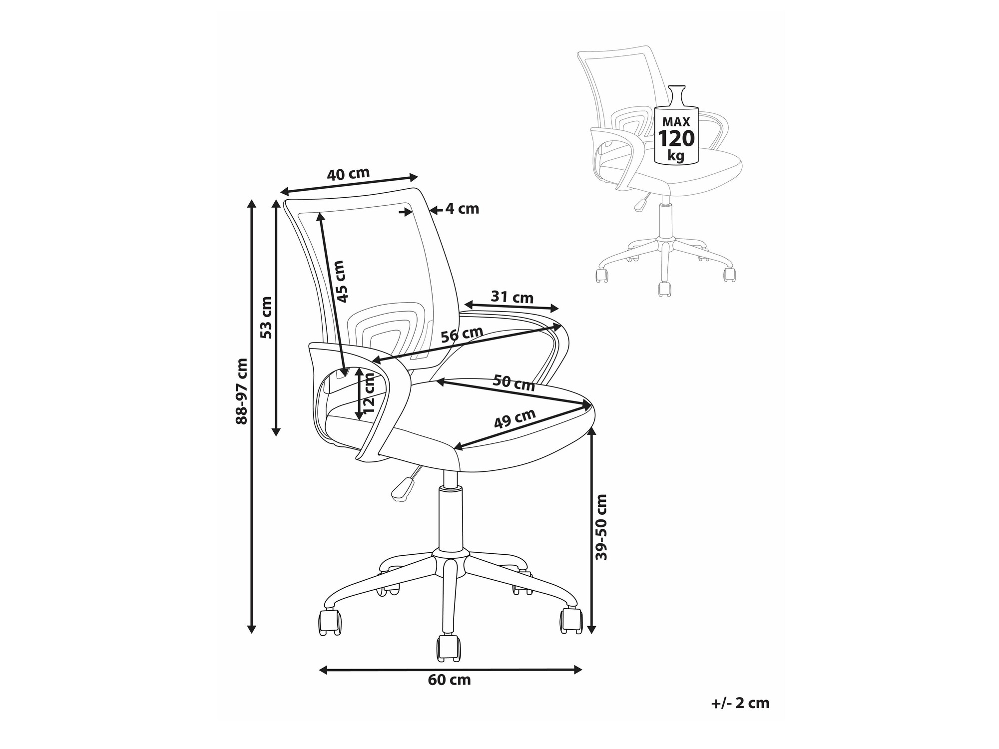 Biroja krēsls Berwyn 2060 (Sarkans + Balts)