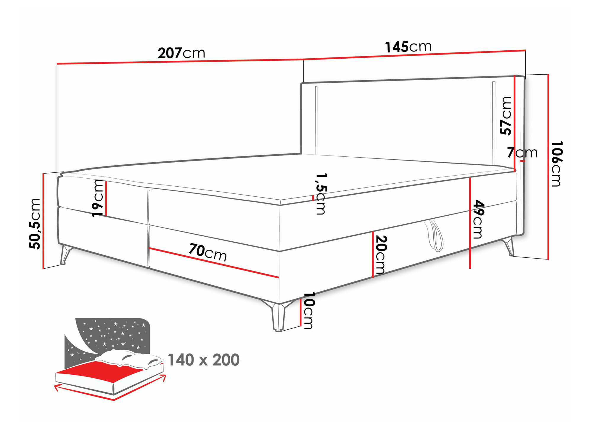 Континентальная кровать Memphis 147 (Manila 14)