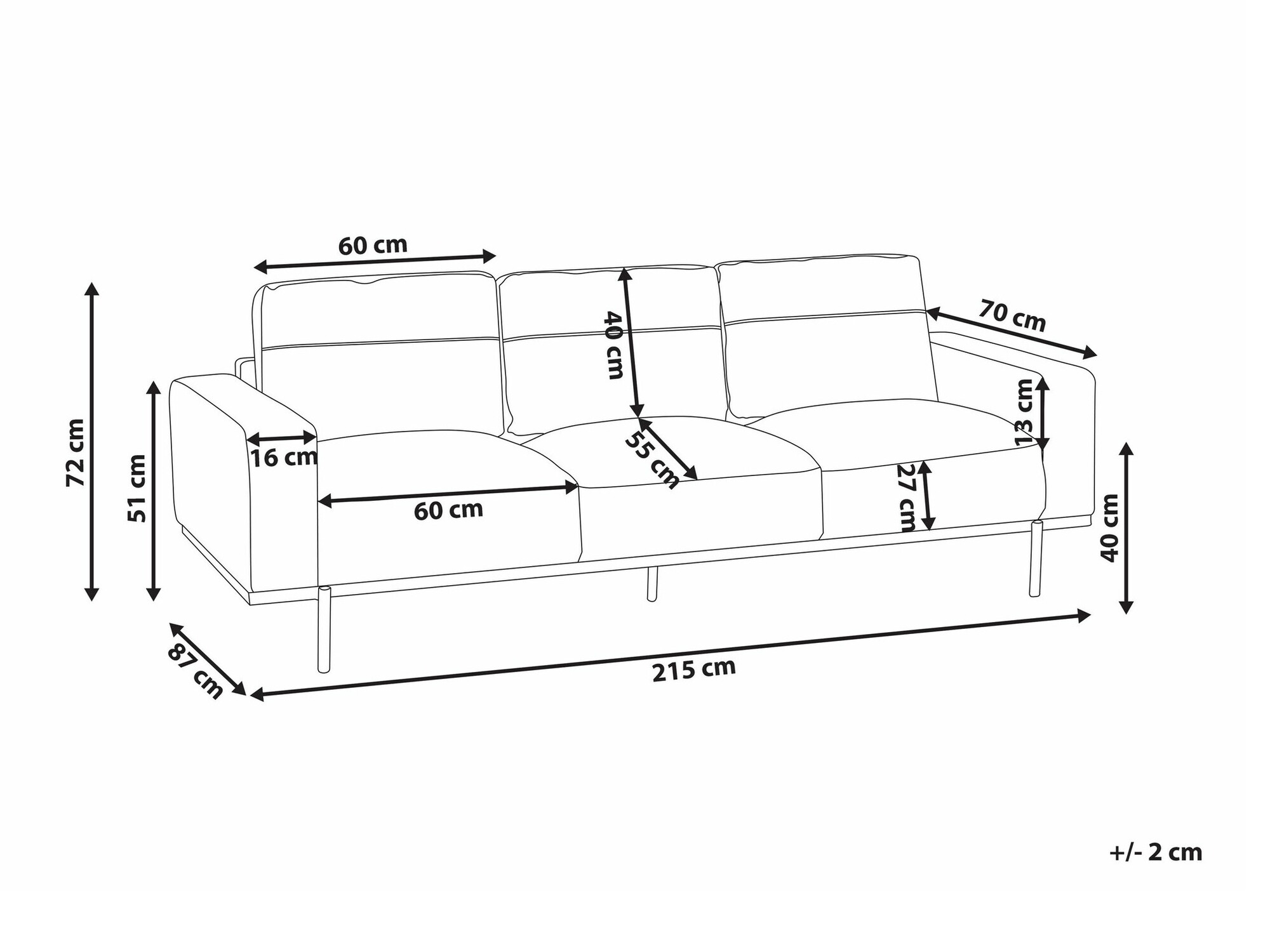 Dīvāns Berwyn 2065 (Melns)