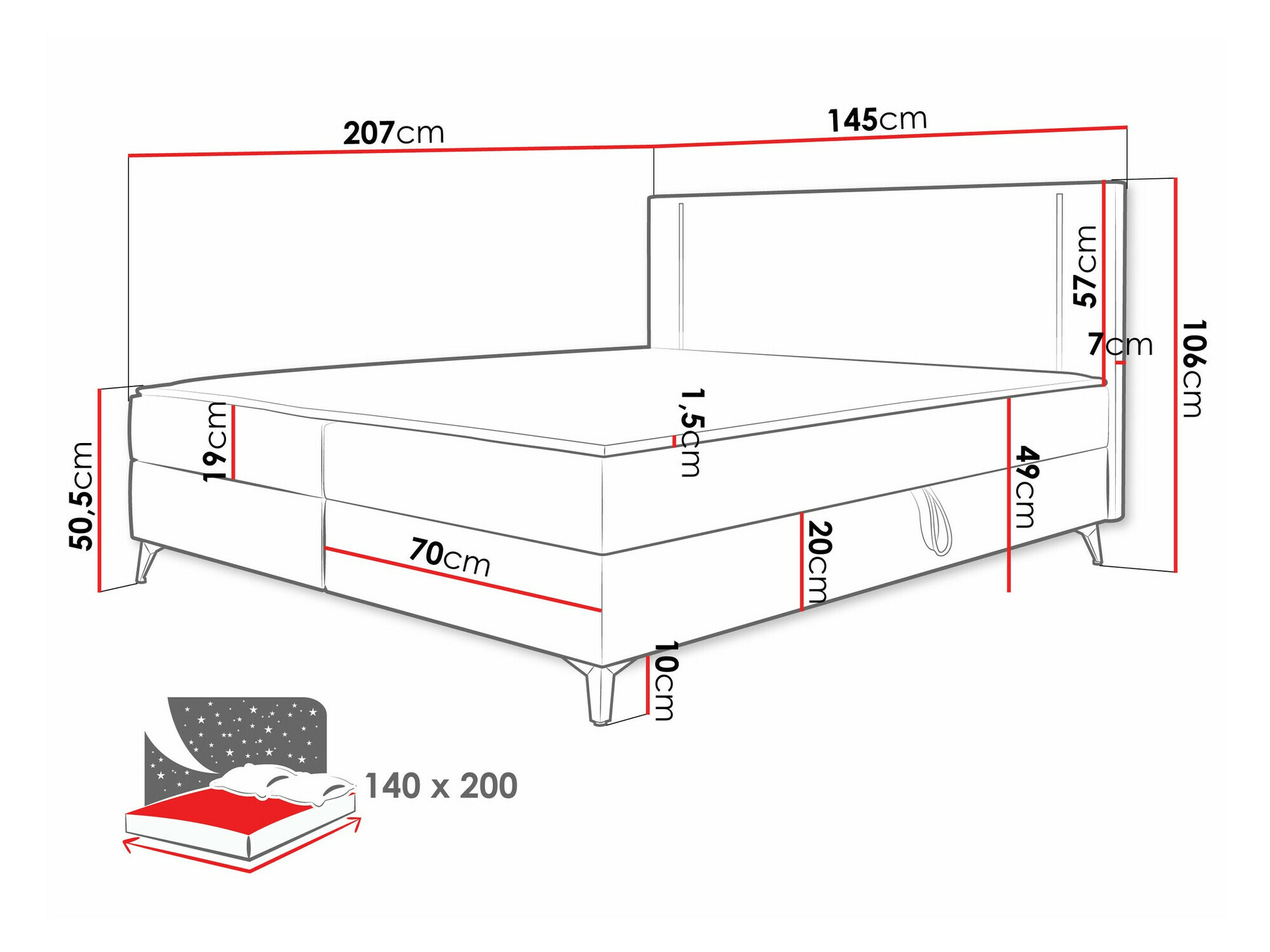 Континентальная кровать Memphis 147 (Manila 37)