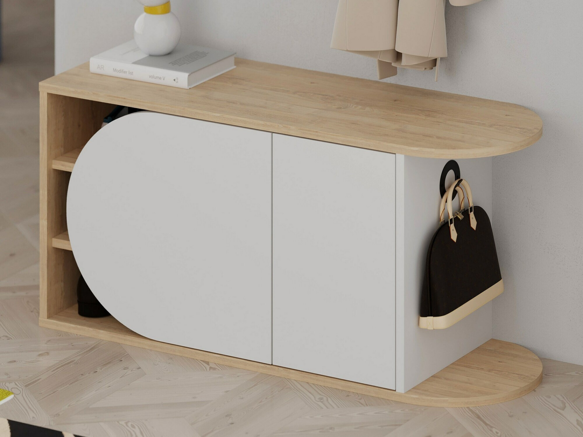 Тумба для обуви Kailua 2151 (Белый + Дуб)