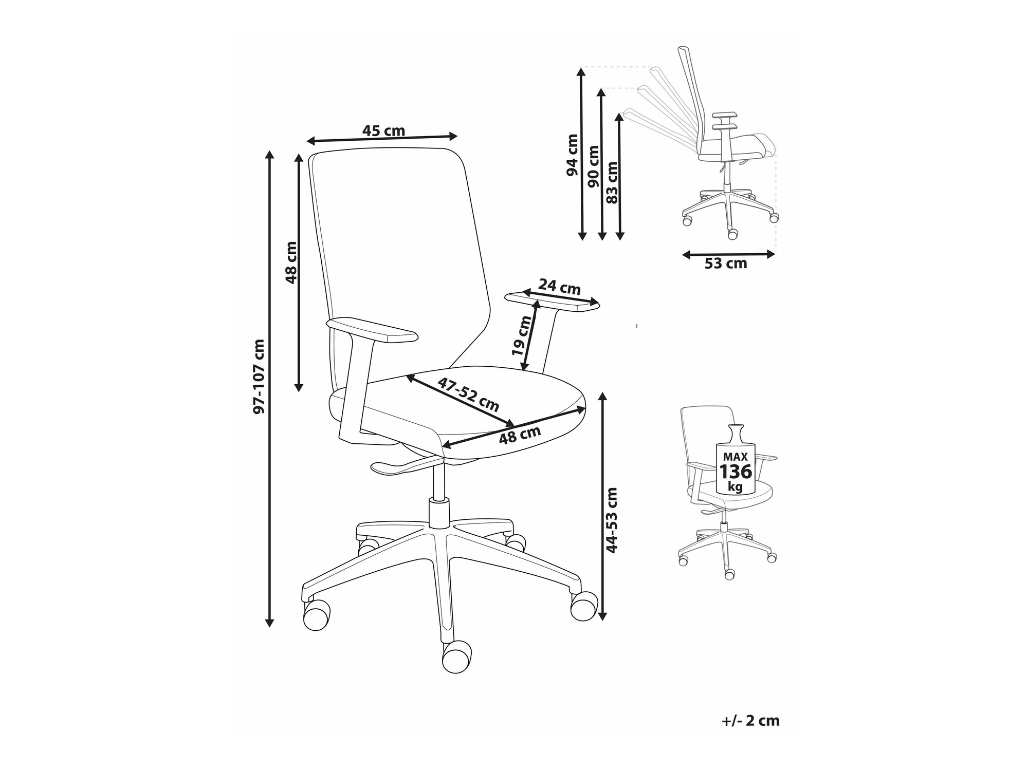 Biroja krēsls Berwyn 2071 (Pelēks + Zils)