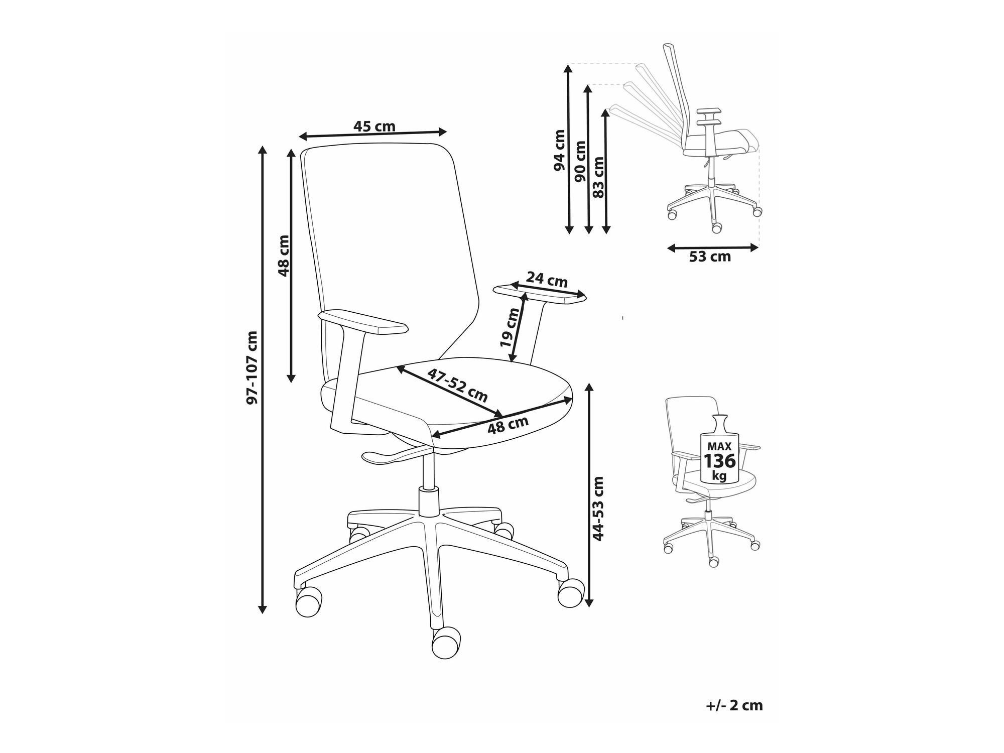 Biroja krēsls Berwyn 2071 (Sarkans + Pelēks)