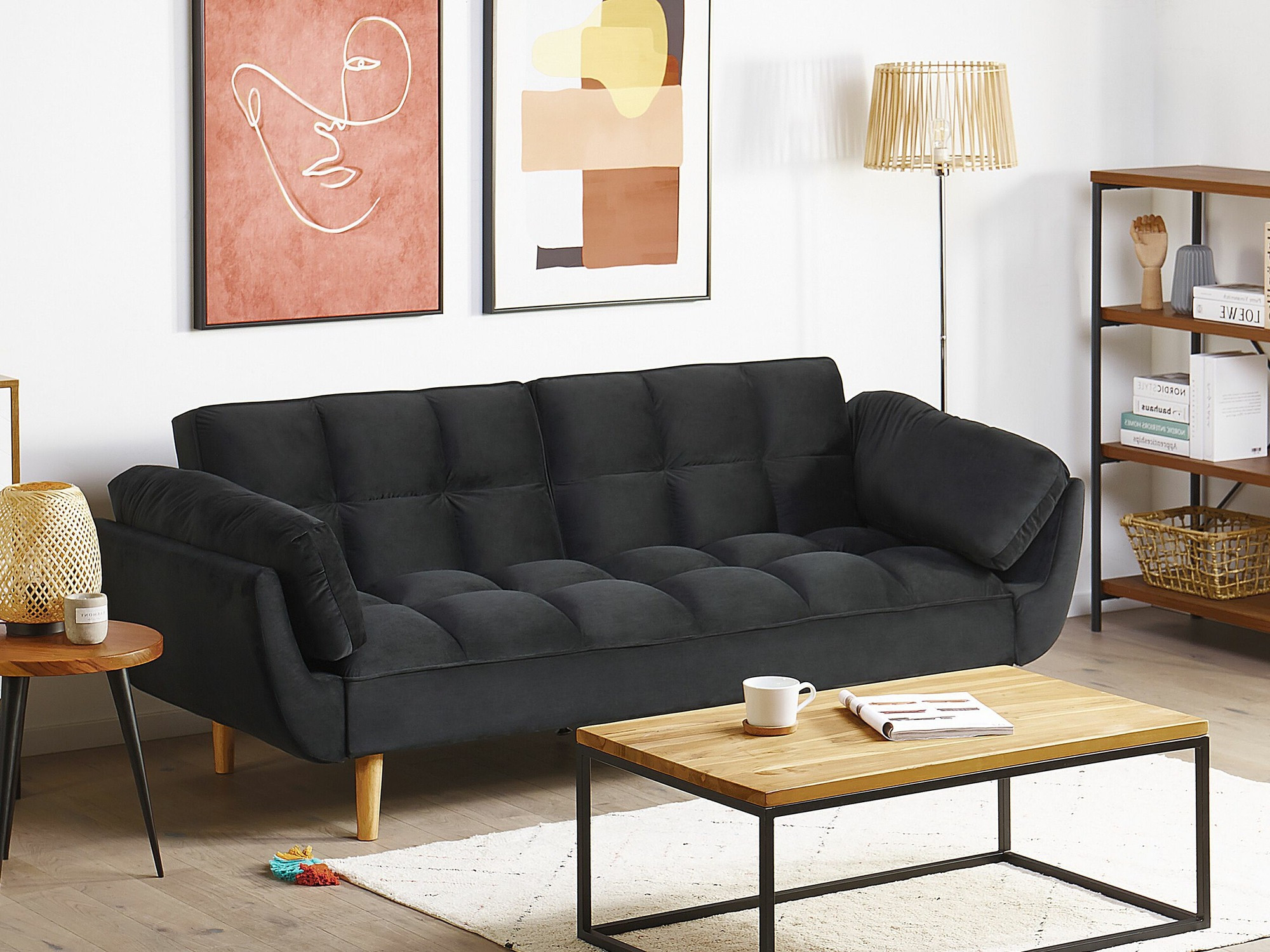 Dīvāns gulta Berwyn 2077 (Melns)