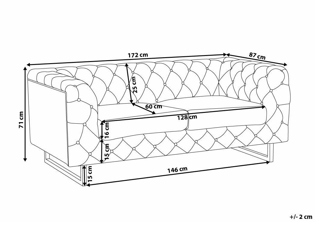 Chesterfield dīvāns Berwyn 2090 (Pelēks)