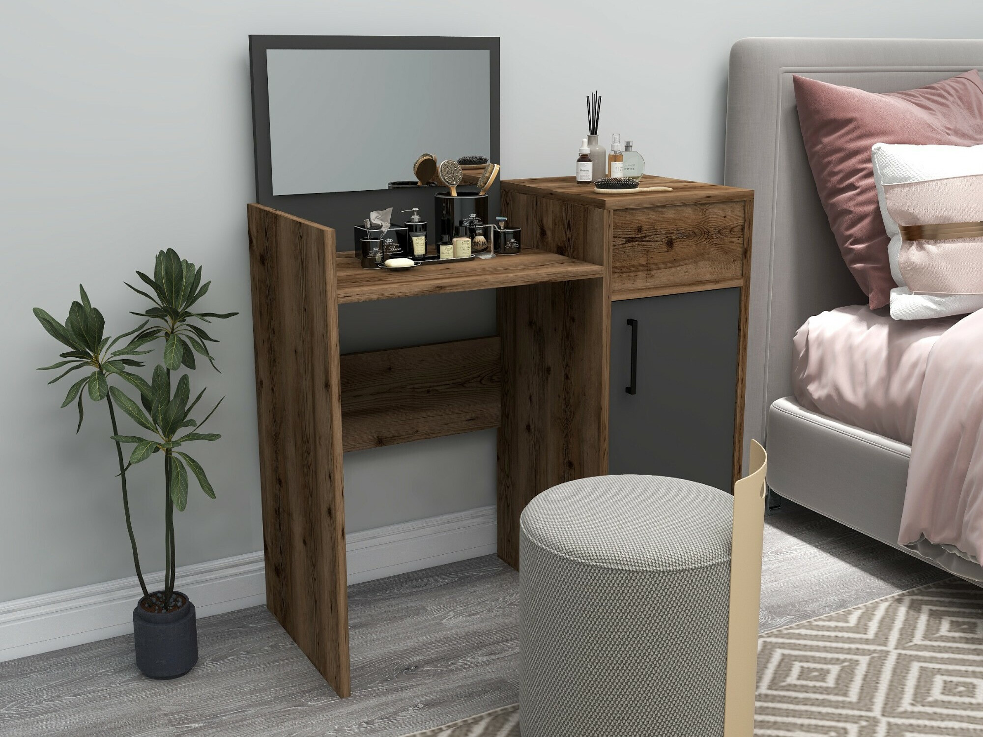 Макияжный столик Kailua 2161 (Антрацит + Грецкий орех)