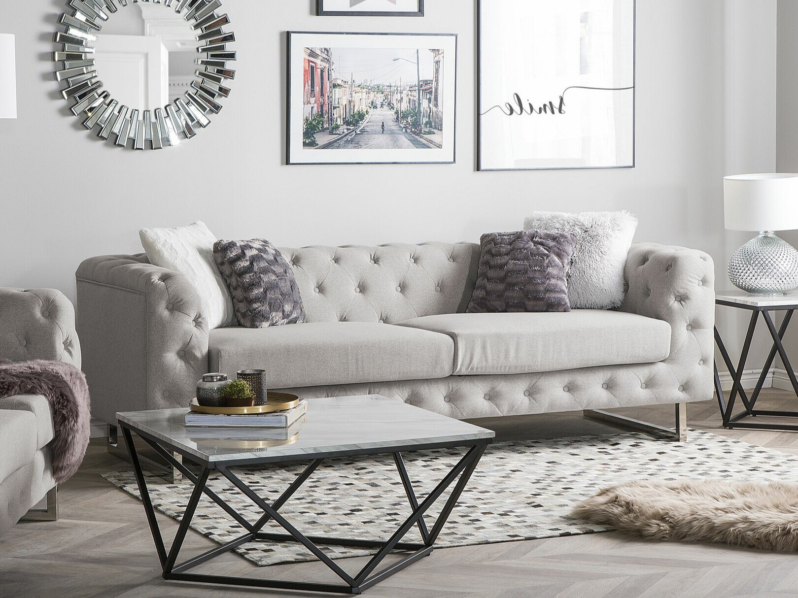 Chesterfield dīvāns Berwyn 2092 (Bēšs)