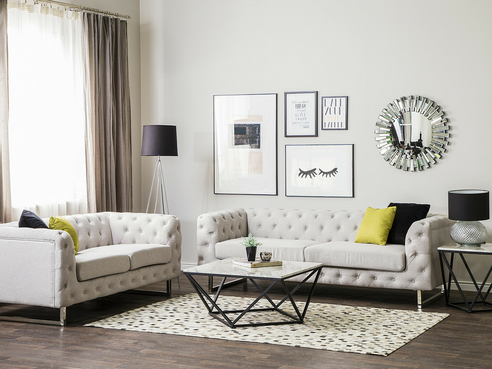 Chesterfield mīksto mēbeļu komplekts Berwyn 2095 (Bēšs)