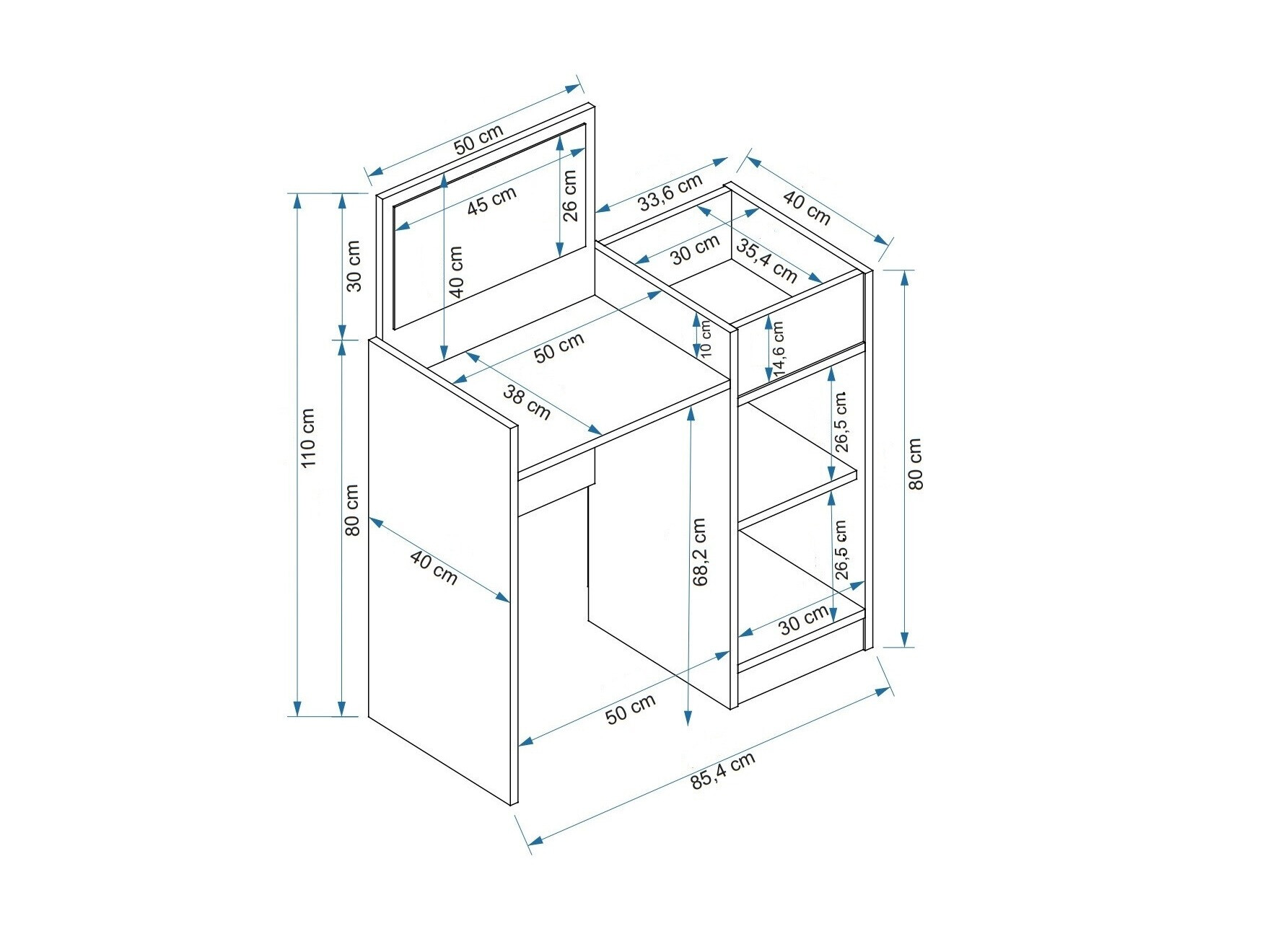 Макияжный столик Kailua 2161 (Антрацит + Грецкий орех)