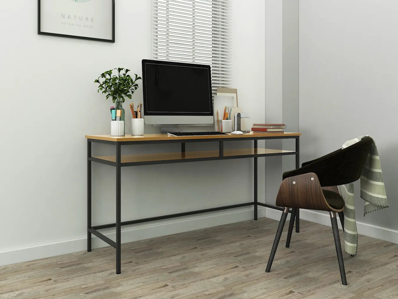 Письменный cтол Merfeli 104 (Серый + Дуб)