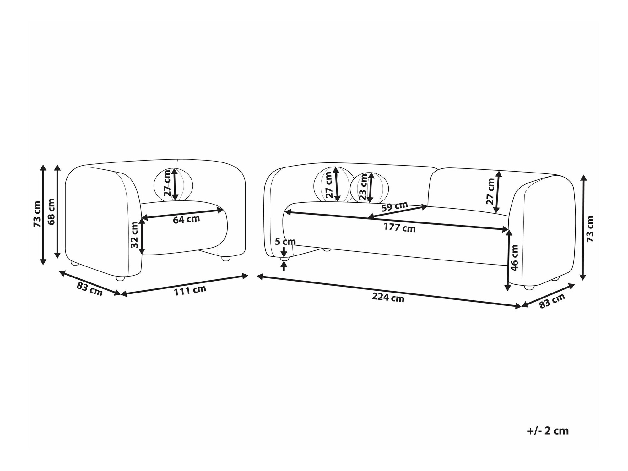 Mīksto mēbeļu komplekts Veselme 104 (Balts)