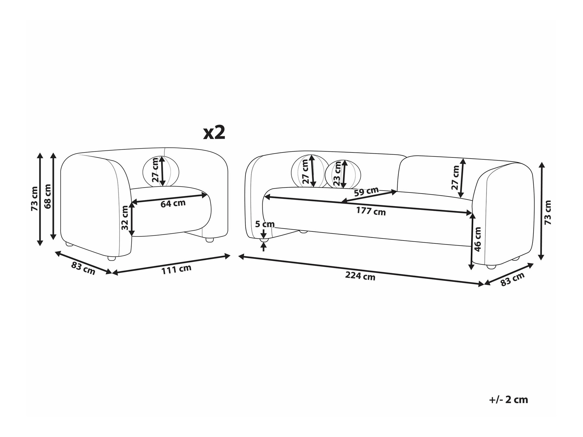 Комплект мягкой мебели Veselme 106 (Белый)