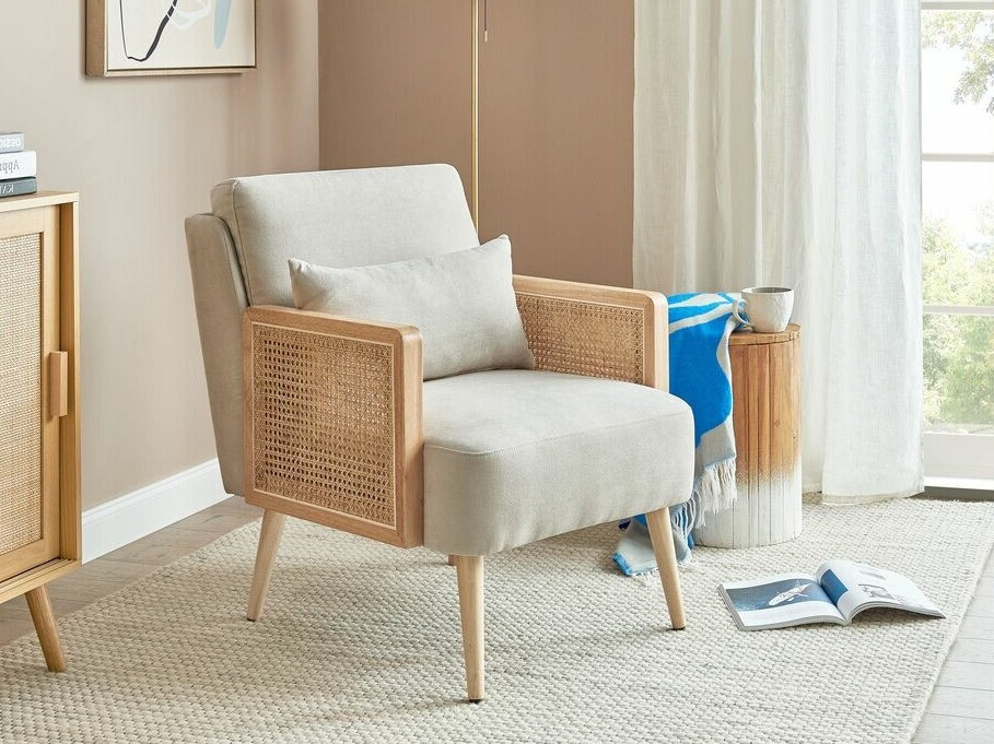Кресло Berwyn 2026 (Бежевый + Светлое дерево)