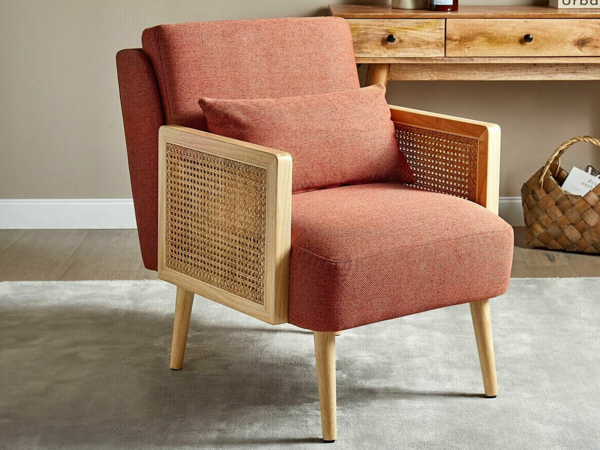 Кресло Berwyn 2026 (Оранжевый + Светлое дерево)