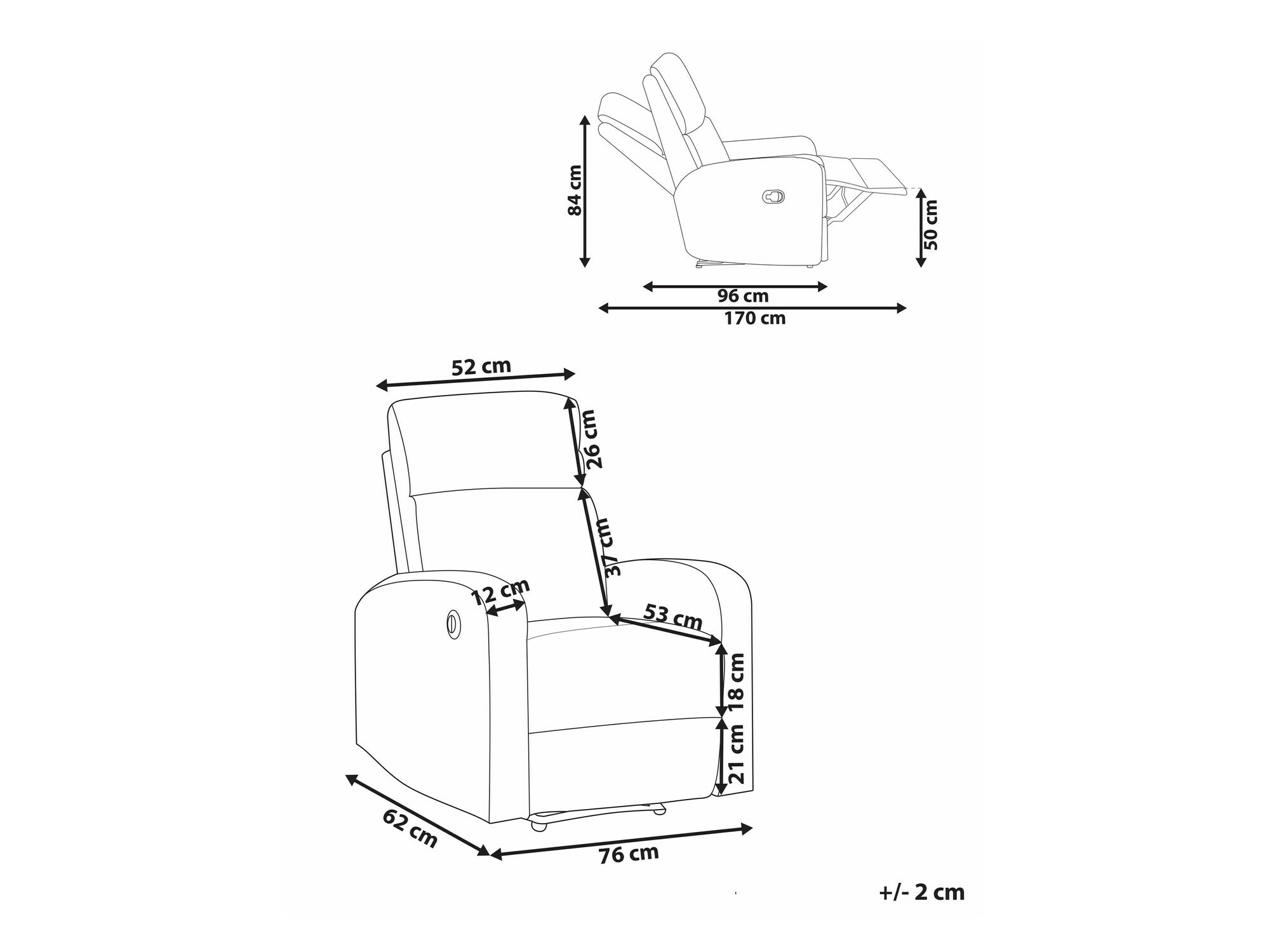 Krēsls reglainer Berwyn 2105 (Krēms)