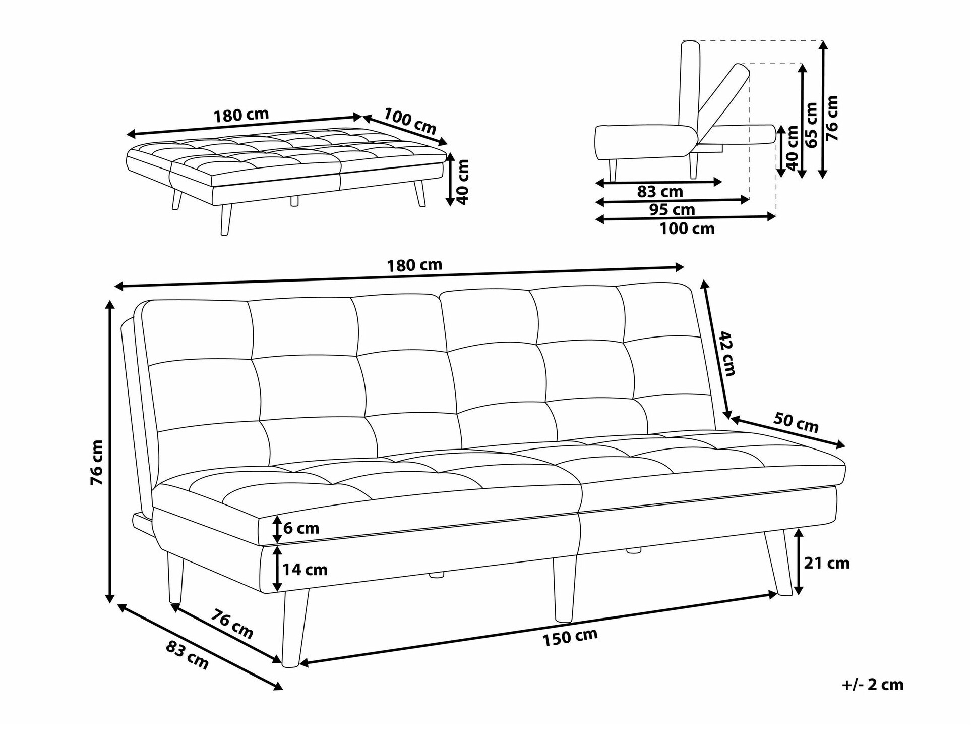 Диван-кровать Berwyn 654 (Чёрный)