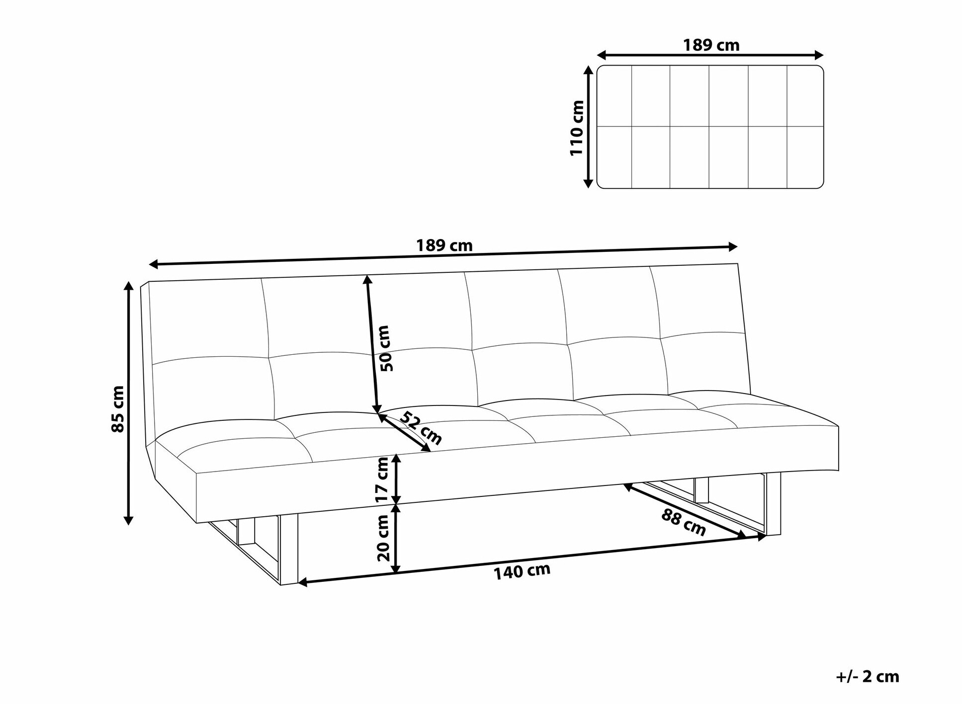Dīvāns gulta Berwyn 2120 (Balts)